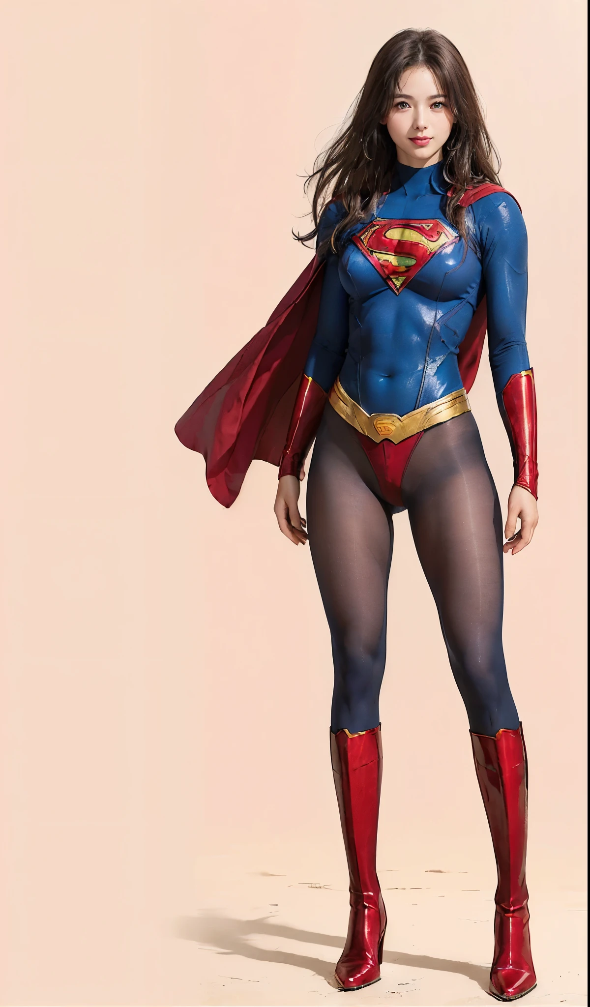 No background、(((Beautiful legs in black tights.)))、(((Legally express the beauty of your smile)))、((((Make the most of your original images)))、(((体にぴったりフィットするSupergirl Costume)))、(((Supergirl Costume)))、(((Beautiful hairstyle)))、(((She is winking cutely.)))、(((Please wear black tights....、Wear red boots)))、((Best image quality、8k))、((highest quality、8k、masterpiece:1.3))、(((Preserve background )))、Sharp focus:1.2、Beautiful woman with perfect figure:1.4、Slim Abs:1.2、Wet body:1.5、Highly detailed face and skin texture、8k