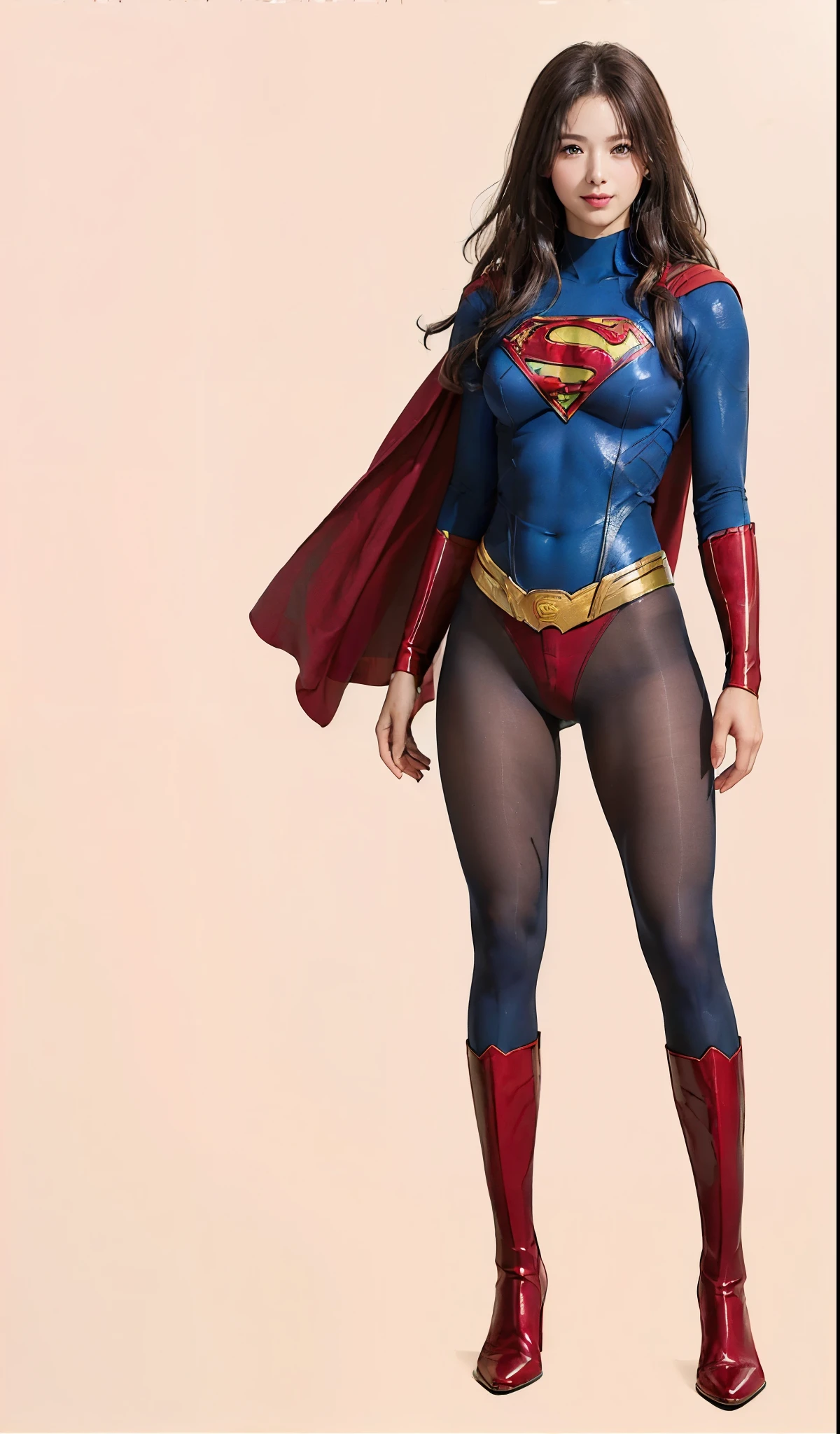 No background、(((Beautiful legs in black tights.)))、(((Legally express the beauty of your smile)))、((((Make the most of your original images)))、(((体にぴったりフィットするSupergirl Costume)))、(((Supergirl Costume)))、(((Beautiful hairstyle)))、(((She is winking cutely.)))、(((Please wear black tights....、Wear red boots)))、((Best image quality、8k))、((highest quality、8k、masterpiece:1.3))、(((Preserve background )))、Sharp focus:1.2、Beautiful woman with perfect figure:1.4、Slim Abs:1.2、Wet body:1.5、Highly detailed face and skin texture、8k