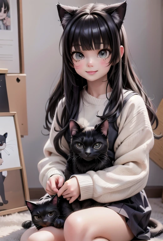 a girl and her cat