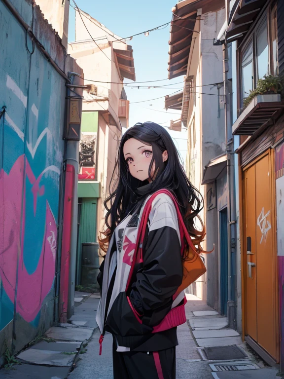 (mejor calidad,4k,8K,high resolution,obra de arte:1.2),ultra detallado,(realista,photorealista,photo-realista:1.37),nezuko estilo graffiti,colores fuertes.,alto contraste,ambiente urbano,arte callejero detallado,,Arte pop inspirado,colores vivos y saturados,paisaje urbano,paredes y edificios marcados,artista de graffiti creando arte,,Poses y expresiones de nezuko que muestran emociones.,capas superpuestas de graffiti,,Cultura callejera e influencia del hip-hop.,exploration of urban life,valiente y crudo,playful and rebellious,moda urbana,mezcla de realismo y elementos de dibujos animados,etiquetas de graffiti ,letras de graffiti e tipografia,,narrativa interactiva y atractiva,