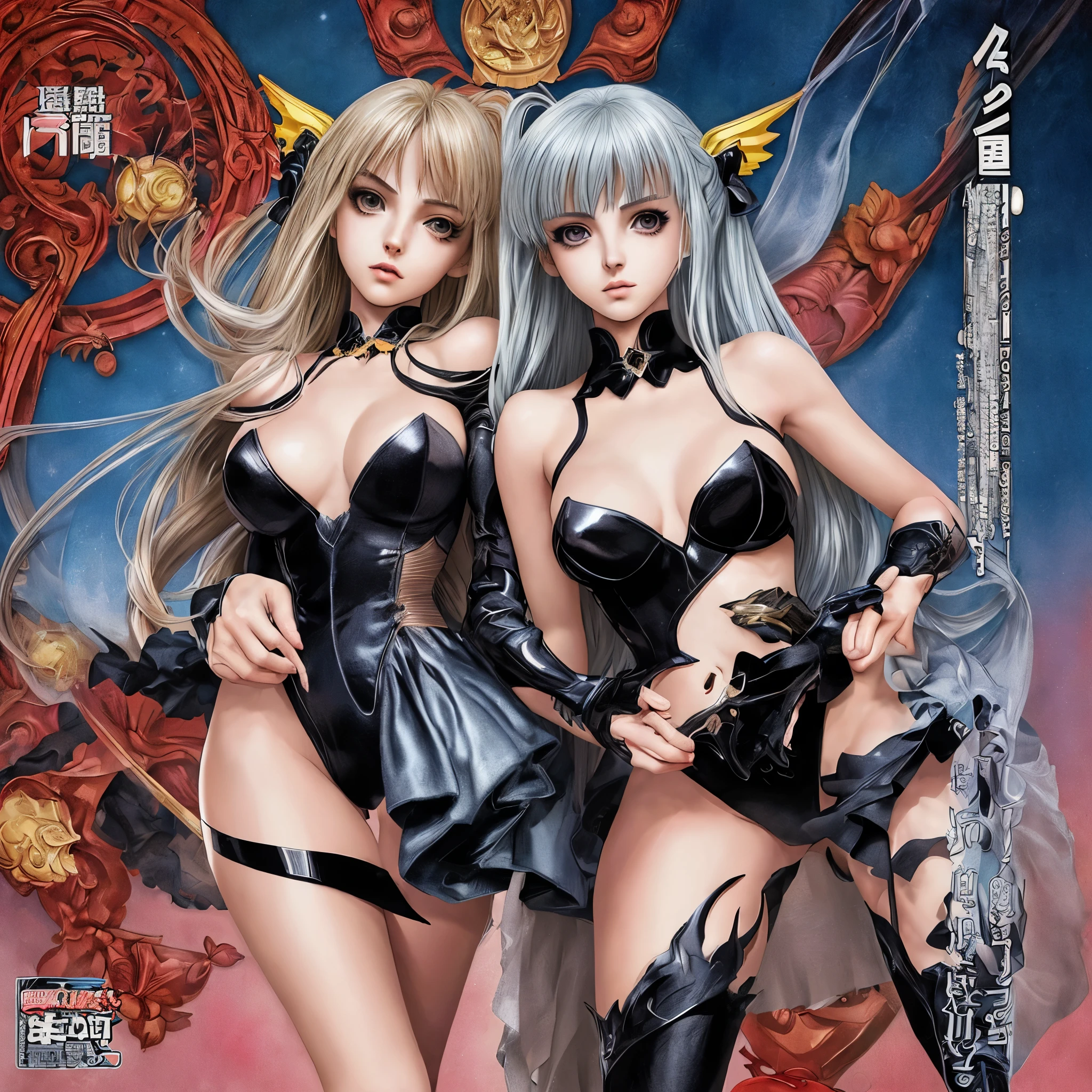 Anime couple，Detailed depiction，Perfect body，Perfect face,  Digital Comic Art, Comic illustration, Comic Style, Comic style, clamp comic cover，Illustration Art，Tanemura Youcai Artistic Style。