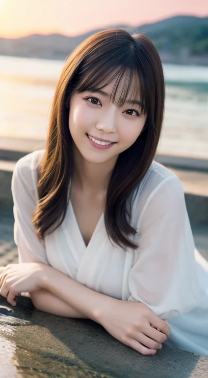 sunset, (Top image quality:1.0), (超A high resolution:1.0), 8k, Raw photography, (masterpiece:0.2), (Face to face with the children_v1:0.5)、(最高quality Detail:1.2)、Realistic、8K Ultra HD、High resolution、(1 girl:1.2)、超become closeな、High quality textures、Intricate details、become close、Very become close CG、High quality shadows、become close 美しく繊細な顔、Beautiful details and a delicate eye、(Symmetrical eyes:1.2),Written boundary depth、Ray Tracing,1 girl, Japanese Girls, (Natural smile:1.4),cute, thin, Portrait of beautiful Japan woman,At the beach, Elegant and delicately decorated hair, Gentle expression. The soft light of a spring afternoon、Adding tranquility to the scene. Rendered in a Realistic style with great attention to detail, High resolutionの画像.Sky Porn, Magic Hour, (Realistic:1.3), finely, quality, (Tabletop:1.2), (Realistic:1.2), (最高quality), (複雑なbecome close), dramatic, Ray Tracing, photograph, +roller