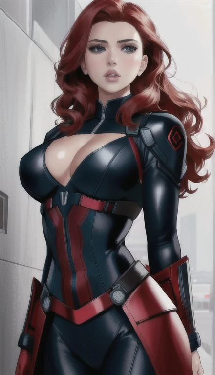 (masterpiece), (best quality), (photorealistic:1.3), 8k, detailed skin texture, detailed cloth texture, beautiful detailed face, intricate details, ultra detailed, scarlett johansson, Black Widow in the style of the Captain America, straight red hair, (full-length body:1.2)