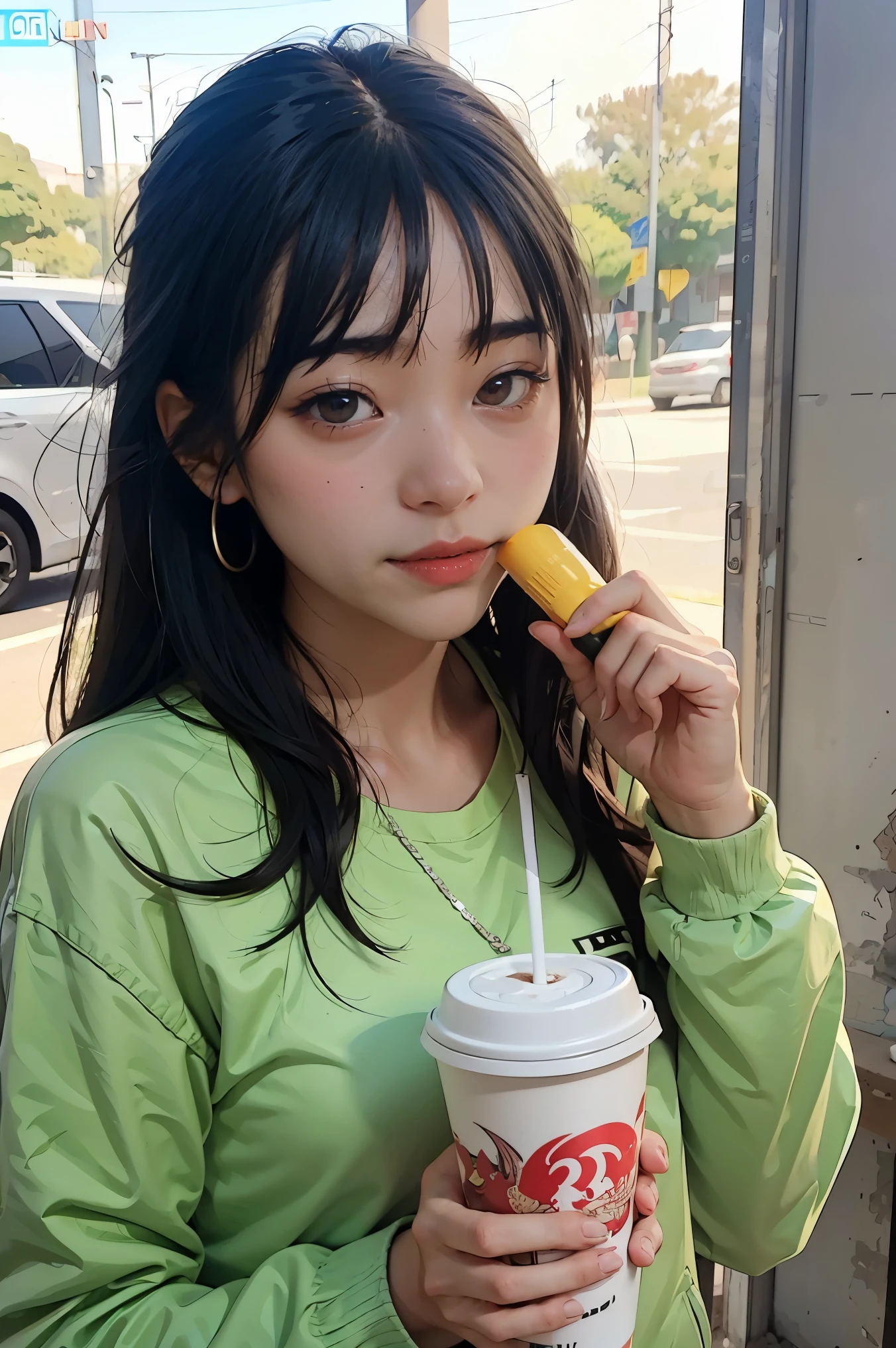 Woman in yellow jacket holds a cup of coffee, extremely detailed RTM germs, Anime girl drinking energy drink, เซนน่าจาก League of Legends, lovely Brigitte from Overwatch, Brigitte from Overwatch, ruan jia and RTM germs, trending RTM germs, Faye Valentine, like RTM germs, range murata and RTM germs, IG model | RTM germs