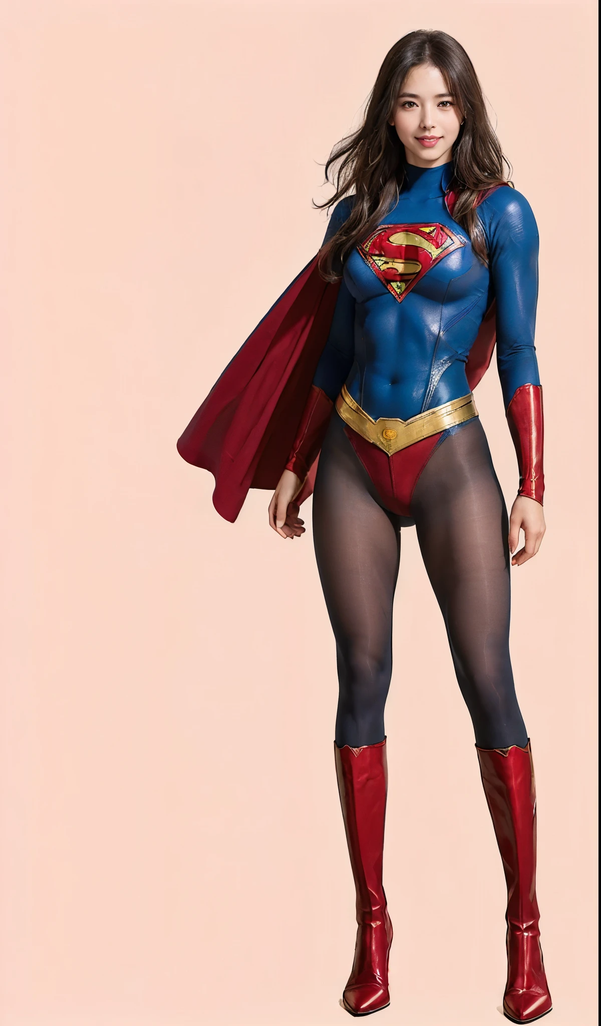 No background、(((Beautiful legs in black tights.)))、(((Legally express the beauty of your smile)))、((((Make the most of your original images)))、(((体にぴったりフィットするSupergirl Costume)))、(((Supergirl Costume)))、(((Beautiful hairstyle)))、(((She is winking cutely.)))、(((Please wear black tights....、Wear red boots)))、((Best image quality、8k))、((highest quality、8k、masterpiece:1.3))、(((Preserve background )))、Sharp focus:1.2、Beautiful woman with perfect figure:1.4、Slim Abs:1.2、Wet body:1.5、Highly detailed face and skin texture、8k