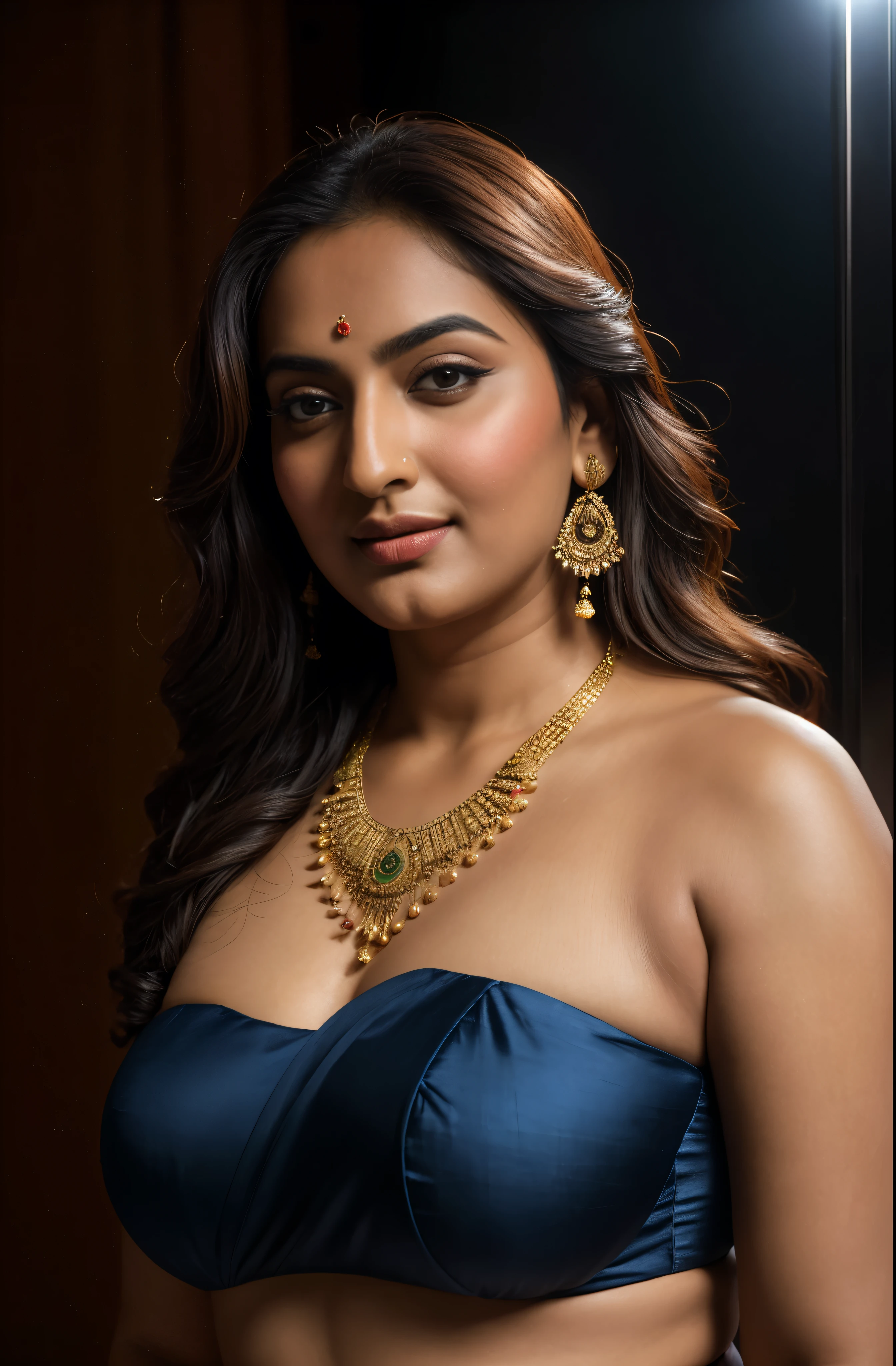 Foto RAW, photorealistic, photography, full body shot, master shot, perfect eyes, goddess like beauty, pierced eyes, perfect thick chubby mallu Desi aunty bhabhi, Wearing a Stanapatta, a chest-band.Saree model, model Photography, Indian saree shoot, Indian traditional wear advertising photography, traditional wear brand shoot, face of Indian actress Sonakshi Sinha, masterpiece, realistic, realism, incredible details, pleasure, photorealism, detailed skin, skin pores, high contrast, photorealistic Artstation 8k HD digital art trend of high definition and detailed realistic skin texture, ultra detail, realistic skin texture, armature, best quality, ultra high definition, (photorealistic:1.4),, high resolution, detail, raw photo, sweat, Re sharp, by Lee Jefferies Nikon D850 Film Stock Photo 4 Kodak Portra 400 Camera F1.6 Lens Rich Color Ultra Real Realistic Realistic Textures Dramatic Lighting Unreal Engine Trending at Art Station Cinestill 800,(pele altamente detalhada: 1.2), 8k UHD, DSLR, soft-lighting, alta qualidade, grain of film, Fujifilm XT3,she didn't like to wear blouse or bra, she is happy to wear only saree, she hates blouse or bra, detailed hairy armpits, hyper realistic skin, skin pores, sweat, veins,