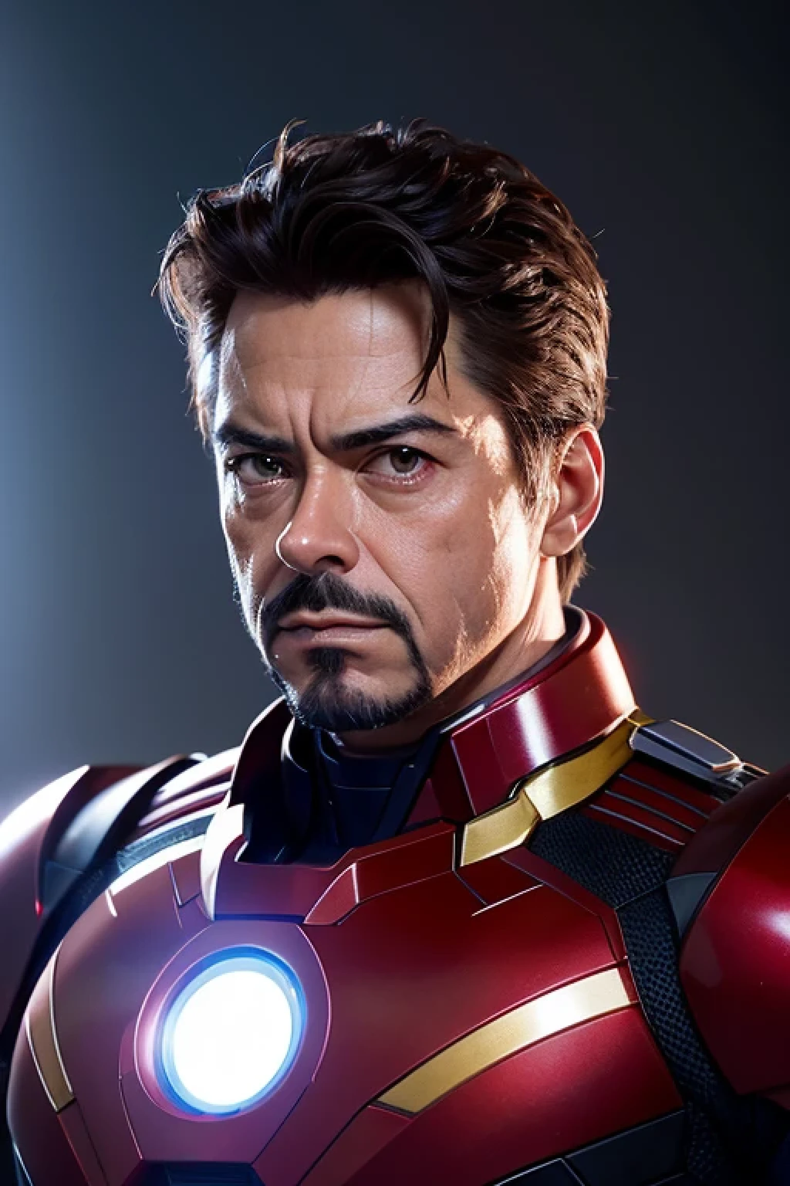 Maravilha, Velho Tony Stark, realisticamente, dynamic lights, velho, restolho cinza, filmagem completa, (papel de parede extremamente detalhado da unidade CG 8k), trends on Artstation, trends at CGSociety, alto detalhe, sharp focus, dramatic, Fotorrealista