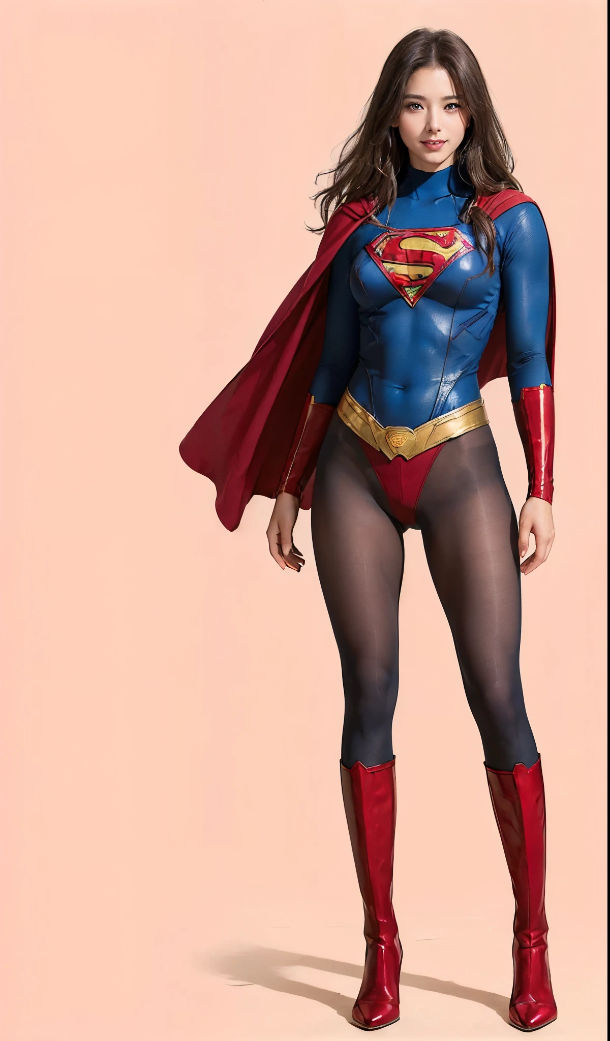 No background、(((Beautiful legs in black tights.)))、(((Legally express the beauty of your smile)))、((((Make the most of your original images)))、(((体にぴったりフィットするSupergirl Costume)))、(((Supergirl Costume)))、(((Beautiful hairstyle)))、(((She is winking cutely.)))、(((Please wear black tights....、Wear red boots)))、((Best image quality、8k))、((highest quality、8k、masterpiece:1.3))、(((Preserve background )))、Sharp focus:1.2、Beautiful woman with perfect figure:1.4、Slim Abs:1.2、Wet body:1.5、Highly detailed face and skin texture、8k