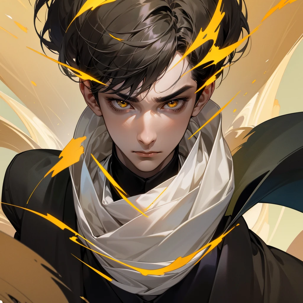 high quality, detailed
,young man,27years old, masterpiece, detailed eyes, hyper detailed, best quality, 4K UHD, ultra detailed, super detail,black haircut,yellow eyes , quiet expression face,sharp eyes,black clothes,high resolutions,modern clothes 