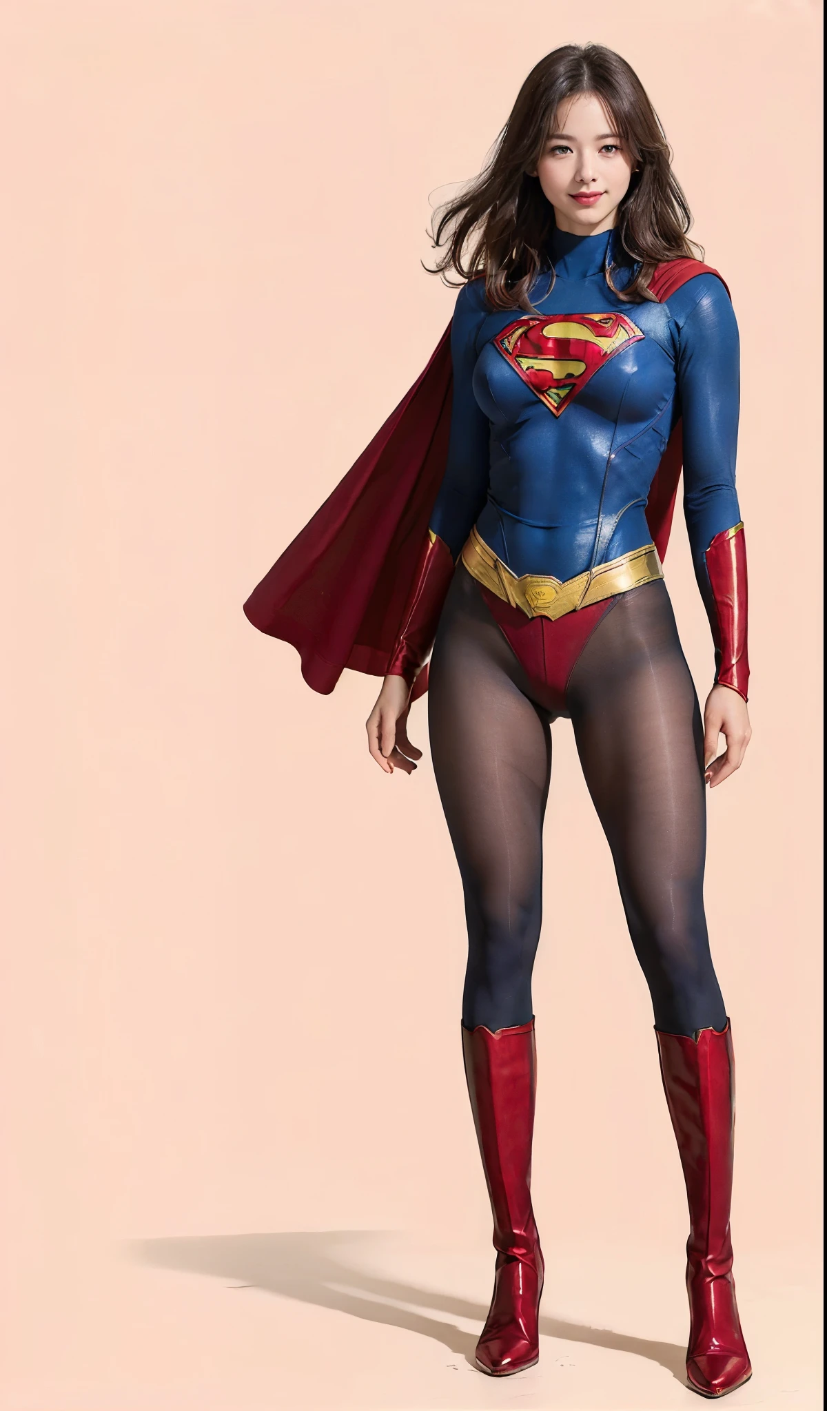 No background、(((Beautiful legs in black tights.)))、(((Legally express the beauty of your smile)))、((((Make the most of your original images)))、(((体にぴったりフィットするSupergirl Costume)))、(((Supergirl Costume)))、(((Beautiful hairstyle)))、(((She is winking cutely.)))、(((Please wear black tights....、Wear red boots)))、((Best image quality、8k))、((highest quality、8k、masterpiece:1.3))、(((Preserve background )))、Sharp focus:1.2、Beautiful woman with perfect figure:1.4、Slim Abs:1.2、Wet body:1.5、Highly detailed face and skin texture、8k