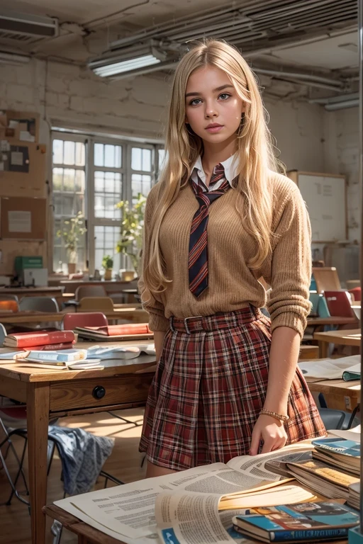 
(Sienna), Masterpiece, a ************ girl with long blonde hair, wearing a shirt without a tie and a school skirt, in a college classroom, (best quality, high quality), hyperdetailed, highres, high detail, intricate detail, HDR, 8k, sharp focus, detailed background, perfect hands, realistic eyes, detailed skin texture, (blush:0.5), (goosebumps:0.5), subsurface scattering,