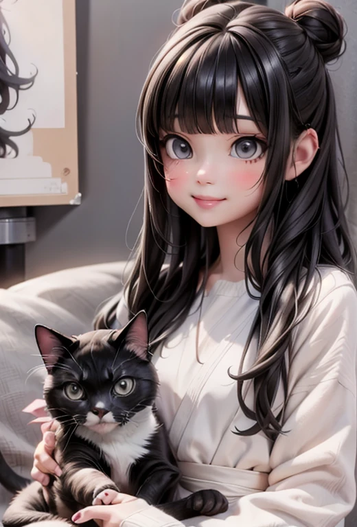 a girl and her cat