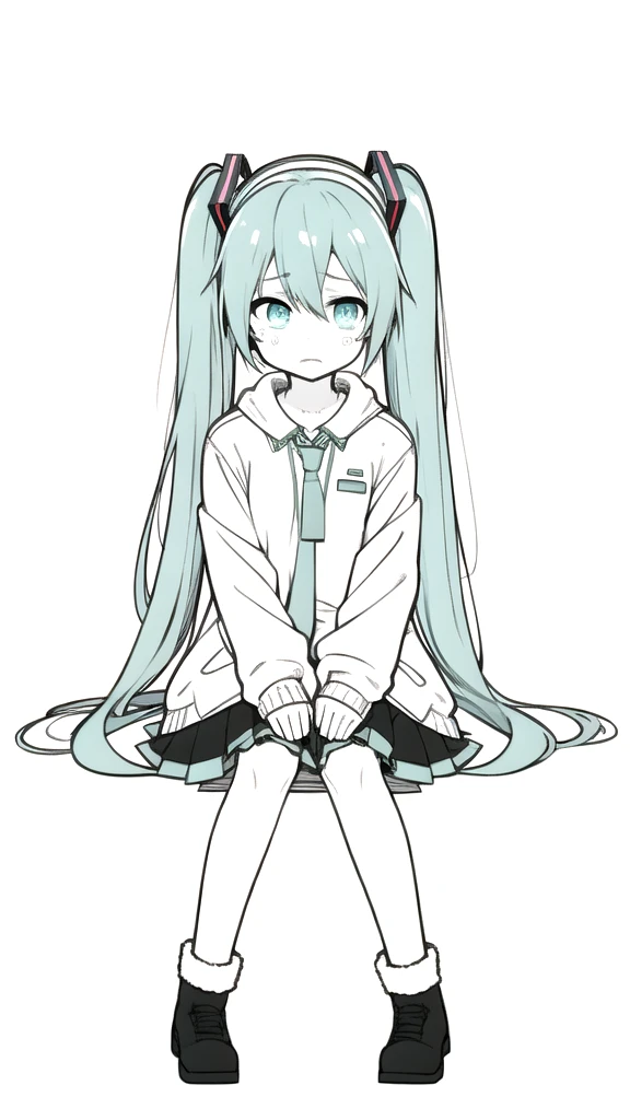 fwks, 1girl, hatsune miku, vocaloid , black eyes, limited palette, 1girl, arm support, bare legs, bare shoulders, barefoot, breasts, collared shirt, convenient leg, feet, foot focus, full body, hair between eyes, hair ornament, hand up, knees together feet apart, knees up, legs, long hair, miniskirt, nail polish, open mouth, pleated skirt, shirt, sitting, skirt, sleeveless, sleeveless shirt, small breasts, soles, solo, toenail polish, toenails, toes, twintails, v, very long hair, black background, looking at viewer, masterpiece, best quality <lora:fwks:1>