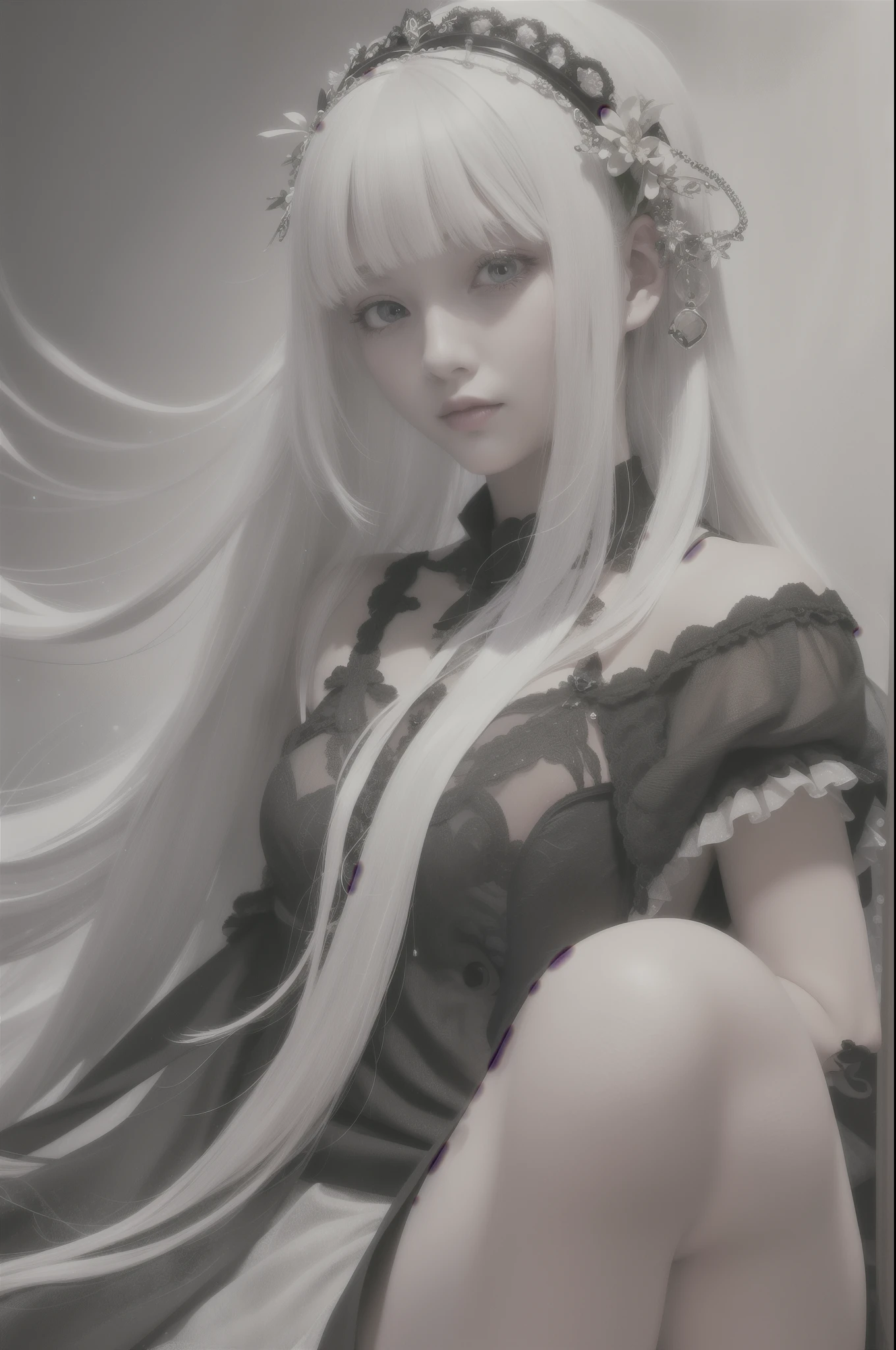 White-haired beautiful girl