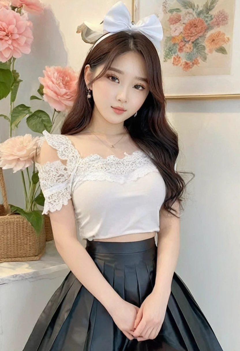 (best high quality:1.2), Work of art, 8k, extremely detailed, (High detail:1.2), ((perfect anatomy in hands)), (Hotlexi woman), Solo, 24 year old Korean Ulzzang female, ((skirt)),