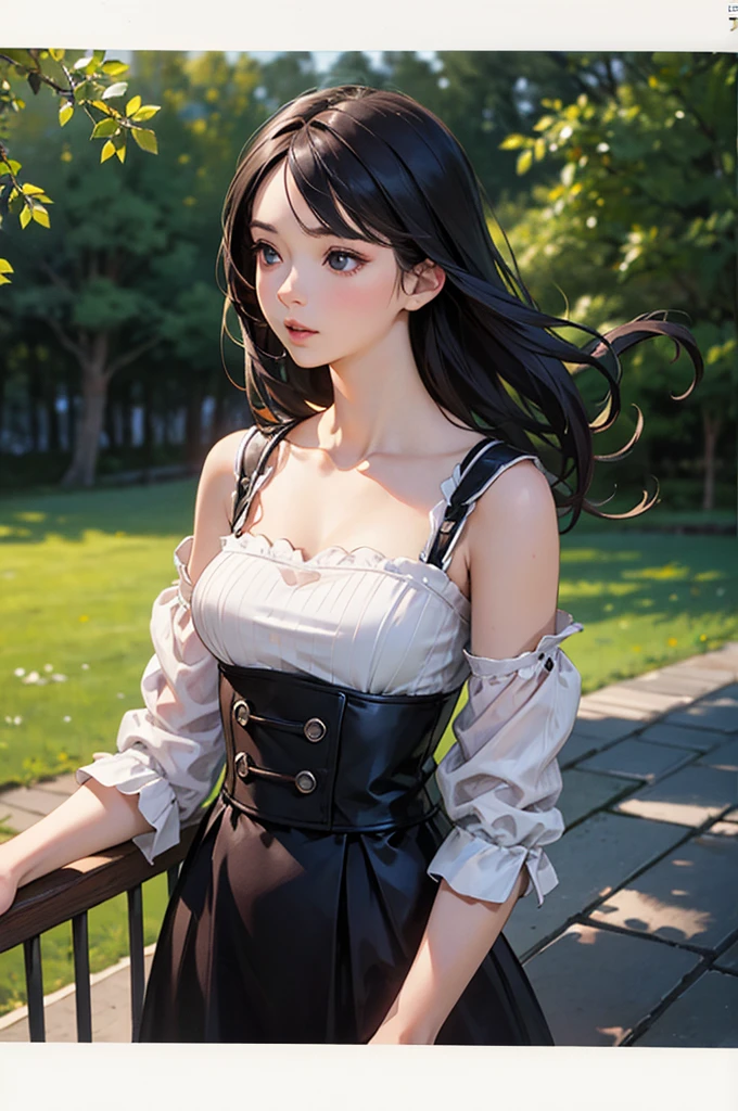 very young queen victoria, cute, beautiful, babyface, youthful face, pretty, innocent, (((wearing victorian corset))), bare breasts, natural breasts, (((muscular arms))), smiling, curvy, broad shoulders, bulking, jojo pose, dramatic pose, hovering, floating above ground, freckles, brunette, in tivoli gardens, perfect face, happy, casual photo