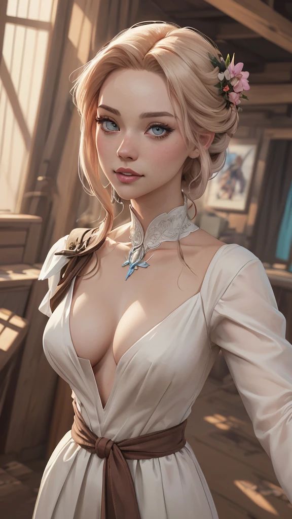 Personagem mulher estilo atompunk Fiona rainha Anna de Arendelle com marcas de guerras Imagem de desenho animado de uma mulher .Ilustra??o estilo desenho animado, estilo de arte dos desenhos animados, estilo de arte dos desenhos animados, digital illustration style, estilo atompunk design de personagens altamente detalhado, arte digital detalhada coragem, Forest fan art, Design de personagens de retrato, beautiful digital illustration, retrato de alta qualidade, Arte em quadrinhos, mulher jovem cabelo com transas lindas . Queen Anna of ArendelleBeautiful lined eyes Medium large bust and wonderful sexy clothes. image expression of sexual desire from waist to head illustration Queen Anne of Arendelle atompunk style Fallout 4 style pose a close-up of a woman with a flower in her hair, obras de arte no estilo de guweiz, extremely detailed digite germe, digite germe. alto detalhe, style digite germe, digite germe. anime illustration, digite germe portrait, modelo uniforme | digite germe, digite germe and rossdraws playboy