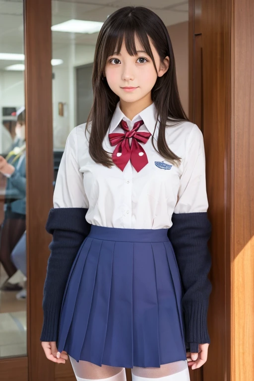 High resolution、high quality、Detailed face、Beautiful Face、cute、Young Face、Young face、high school girl、uniform、An innocent smile、whole body、Spread your legs、
