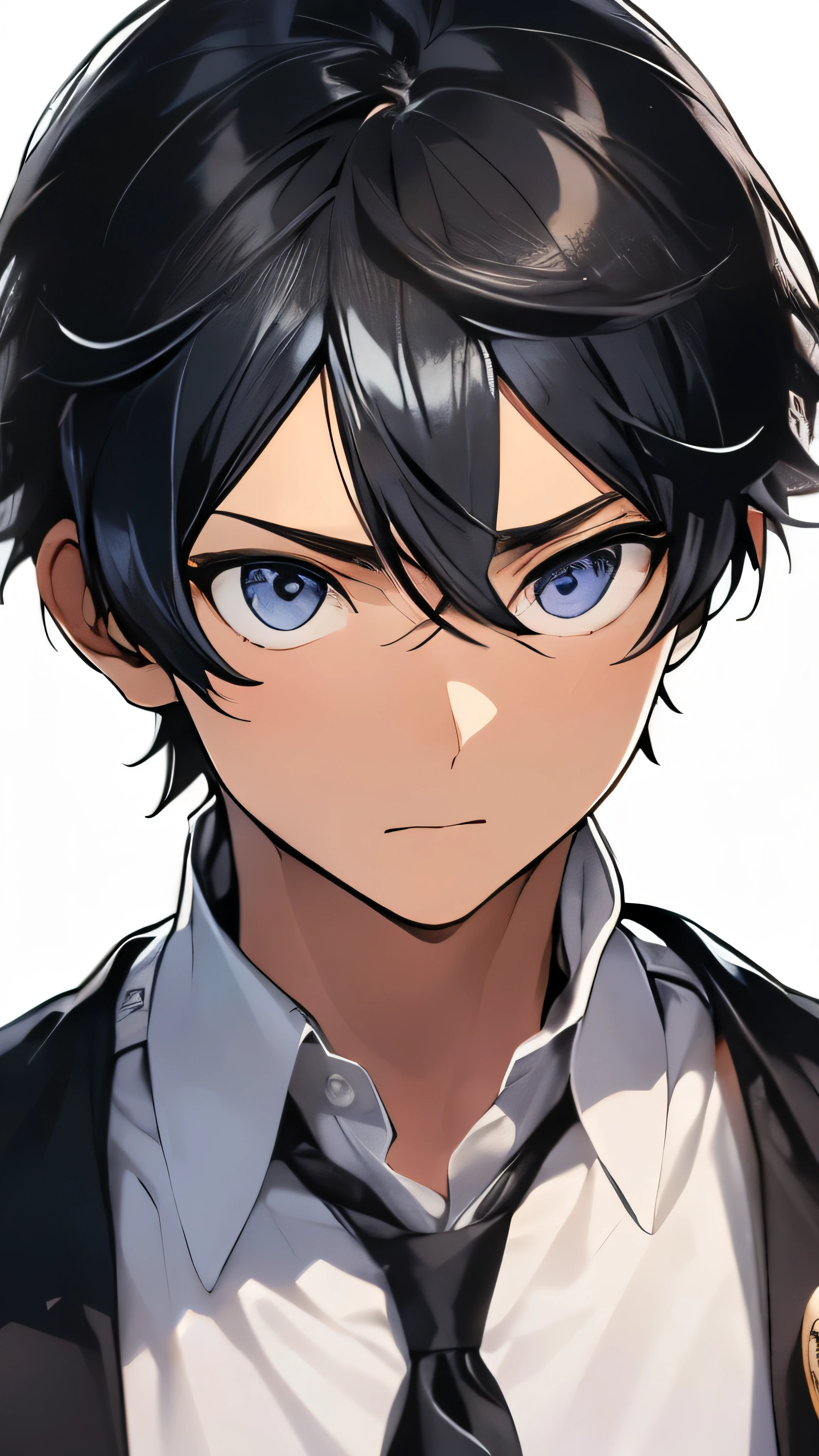 (highest quality、High resolution)、Super detailed、Strong Muscle Build、buff、fit、18 year old high school student、black hair、black eye、classroom、summer uniform、wearing a white uniform、Charm、Are standing、close up of face、Intense expression。