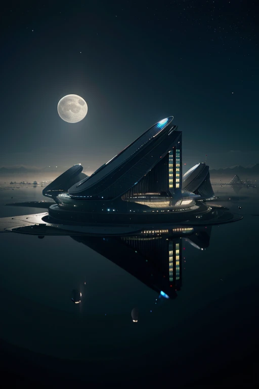 Planet Earth Futuristic and technological with a side view of the moon 1:1, Futurism, cinematic lighting, reflection light, UHD, high details
