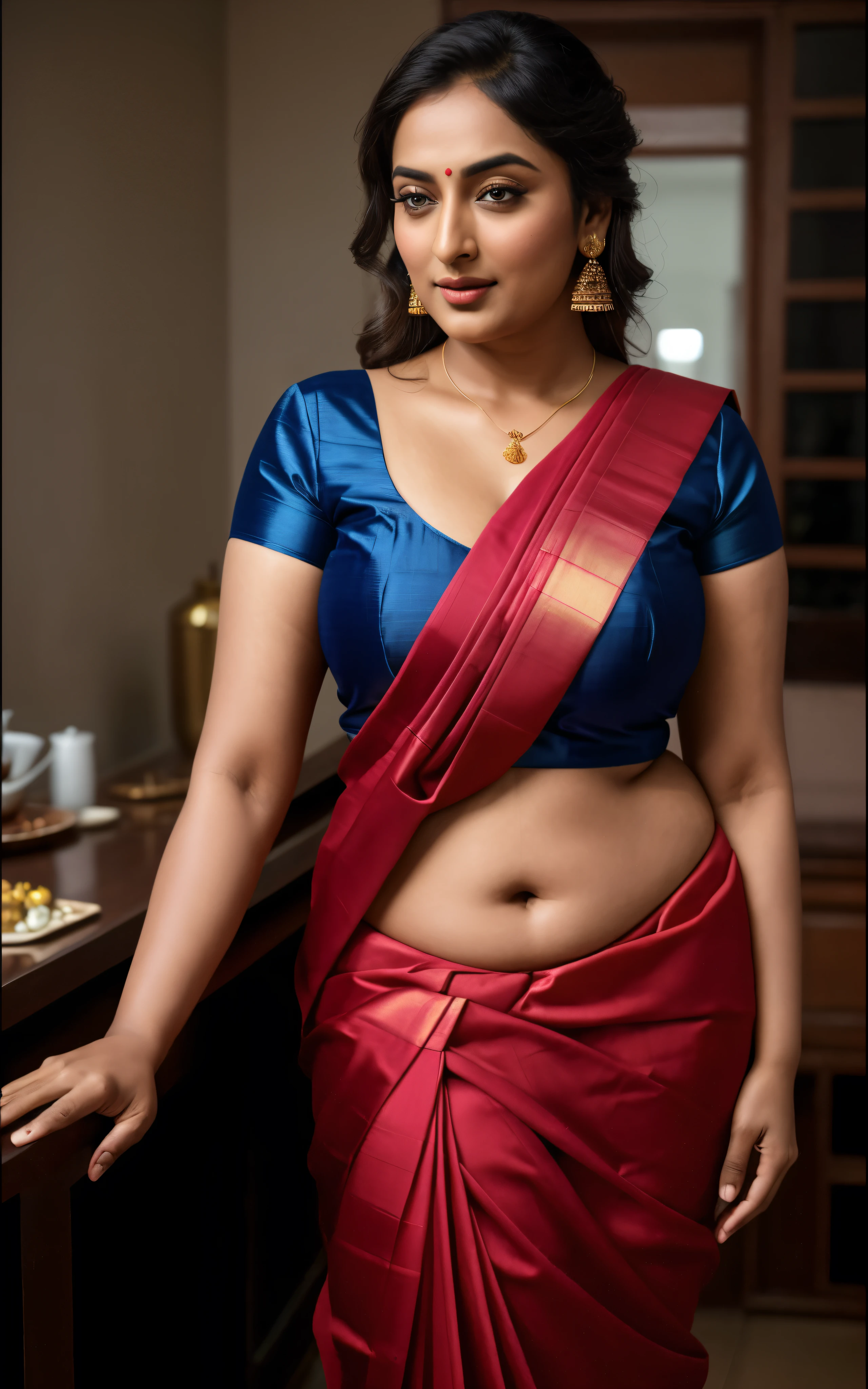 Foto RAW, photorealistic, photography, full body shot, master shot, perfect eyes, goddess like beauty, pierced eyes, perfect thick chubby mallu Desi aunty bhabhi, Wearing a Stanapatta, a chest-band.Saree model, model Photography, Indian saree shoot, Indian traditional wear advertising photography, traditional wear brand shoot, face of Indian actress Sonakshi Sinha, masterpiece, realistic, realism, incredible details,  pleasure, photorealism, detailed skin, skin pores, high contrast, photorealistic Artstation 8k HD digital art trend of high definition and detailed realistic skin texture, ultra detail, realistic skin texture, armature, best quality, ultra high definition, (photorealistic:1.4),, high resolution, detail, raw photo, sweat, Re sharp, by Lee Jefferies Nikon D850 Film Stock Photo 4 Kodak Portra 400 Camera F1.6 Lens Rich Color Ultra Real Realistic Realistic Textures Dramatic Lighting Unreal Engine Trending at Art Station Cinestill 800,(pele altamente detalhada: 1.2), 8k UHD, DSLR, soft-lighting, alta qualidade, grain of film, Fujifilm XT3,she didn't like to wear blouse or bra, she is happy to wear only saree, she hates blouse or bra, detailed hairy armpits, hyper realistic skin, skin pores, sweat, veins, 