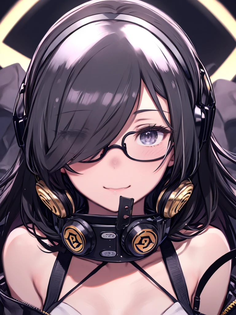 1 female、Brown Hair、Brown eyes、Highest quality、Very detailed、8 Resolution、RAW Photos、masterpiece、Perfect body、High resolution、Highest quality、Detail view、Vibrant colors、Lure、smile、Long Hair、Black-rimmed glasses、Captivating breasts、Headphones、listen to music、garden,Large Breasts