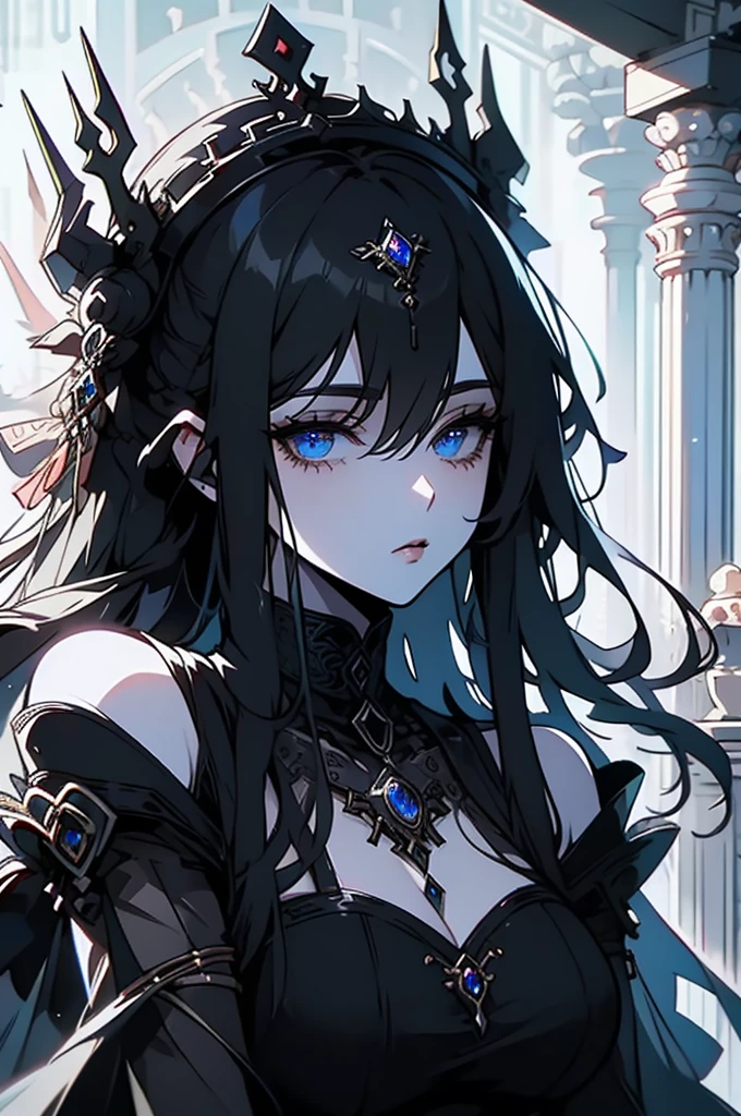 goddess,Ancient ruins ,Black and white entanglement,silver and crystal entanglement,High Detail,masterpiece,best quality,more detail,Hyper Quality,detailed,more detail,dragon bride
