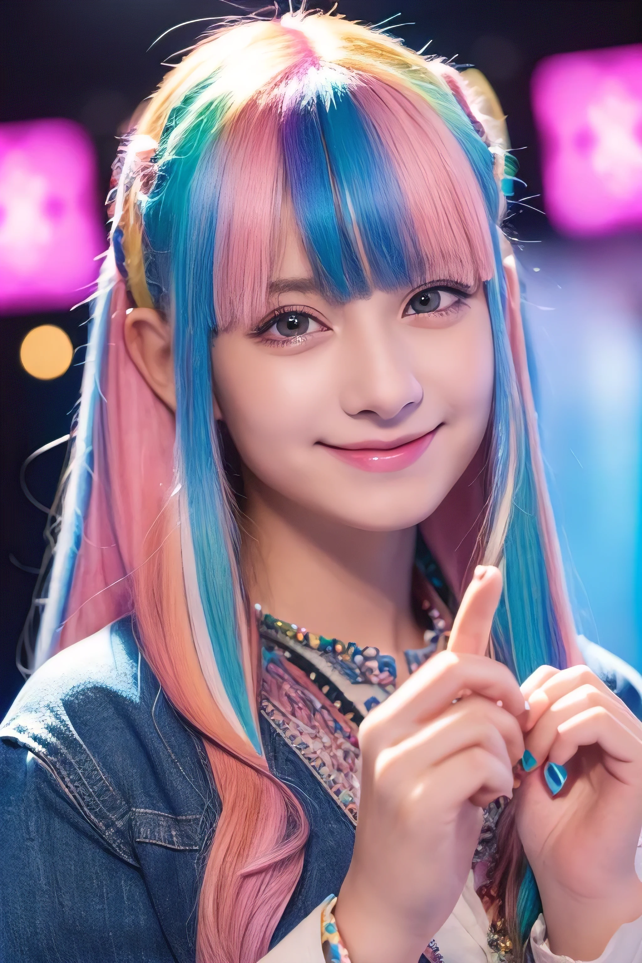 (beautiful japanese girl), (Highest quality,128k, masterpiece:1.55, photorealistic, hyperrealistic), 128k wallpaper, 
BREAK (Shot with Canon EOS 5D Mark 4 and Canon EF Lens 85mm F1.2L lens, F value 1.2, ISO 50, shutter speed 64),
BREAK (beautifull, detailed face, detailed eyes), Ultra detailed face, Detailed lips, Detailed eyes, double eyelid, 
BREAK  (((Sing with a microphone, Sing with your mouth open))), 
BREAK cineamtic angle, from the front, (View your viewers:1.5), dynamic angle, dynamic pose, (A gentle smile:1.5), 
BREAK (Beautiful Japanese Idols), 
BREAK 1girl, miku hatsune, 
BREAK ahoge, ((aqua eyes, aqua hair)), crossed bangs, hair between eyes, hair ornament, headphones, long hair, twintails,
BREAK lace-trimmed dress, see-through, wedding dress, princess line wedding dress,
BREAK Spotlight, Highly detailed background, Live Stage, Neon Light,