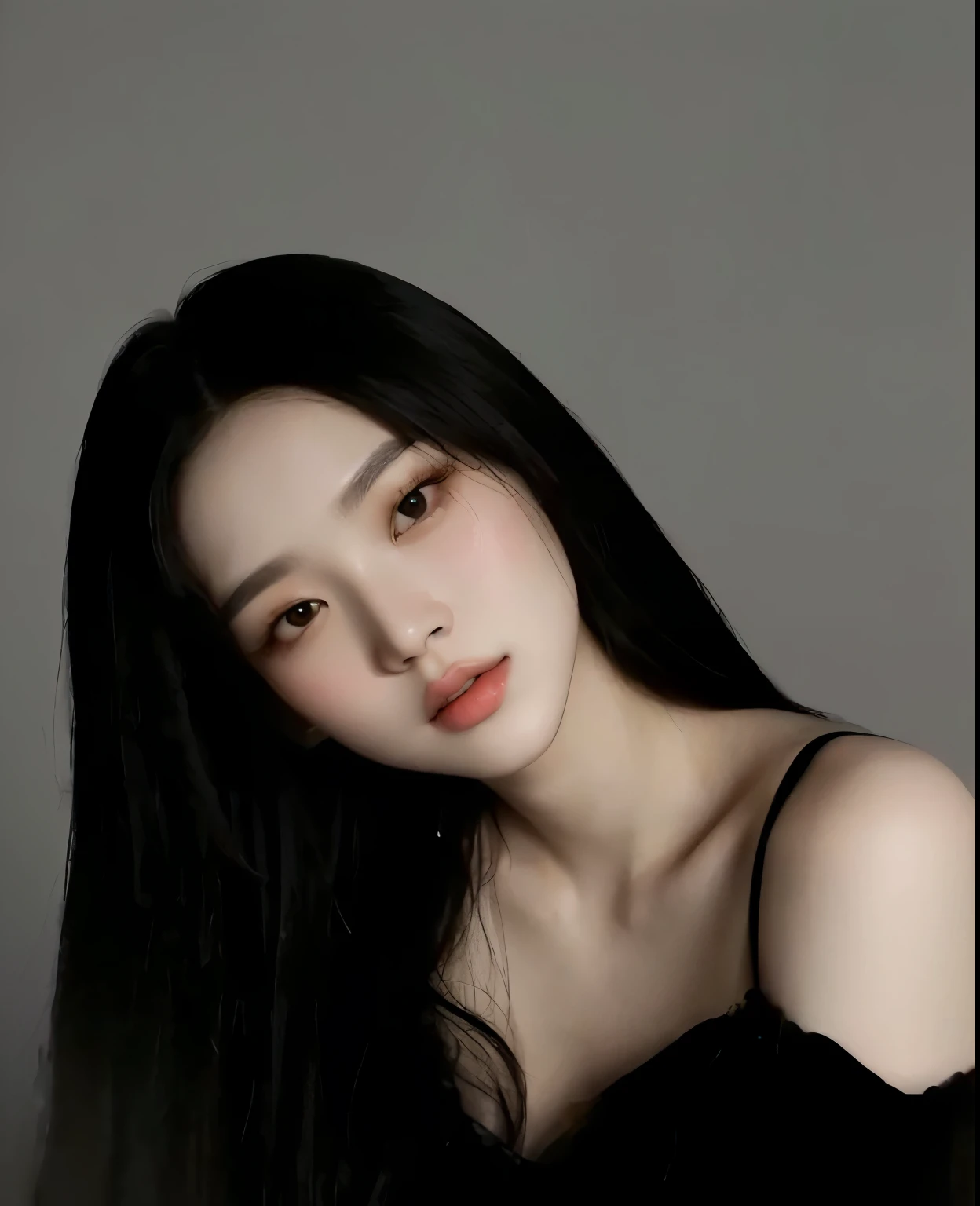 a close up of a woman with long black hair posing for a picture, beautiful south korean woman, gorgeous young korean woman, beautiful young korean woman, korean girl, jaeyeon nam, ulzzang, portrait of jossi of blackpink, realistic. cheng yi, pale glowing skin, young adorable korean face, pale ivory skin, heonhwa choe, korean woman, Karina of aespa