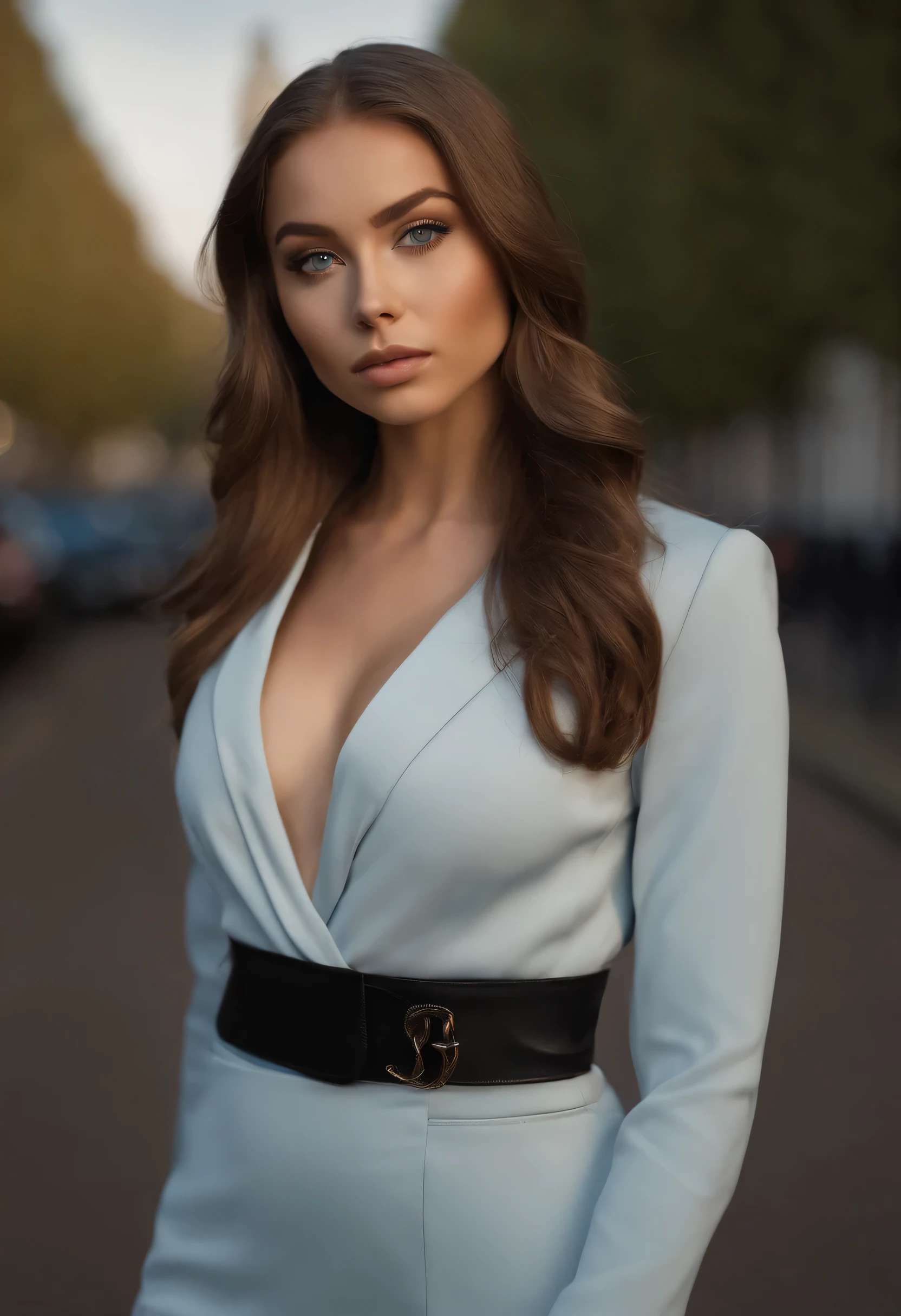 Mulher latina e sueca, Garota sexy com olhos azuis, ultra realist, Meticulosamente detalhado, Retrato de Sophie Mudd, cabelos castanhos e olhos grandes, selfie de uma jovem, Plano de fundo de Londres, black suite, com maquiagem, maquiagem natural, looking directly at the camera , cara com artgram, maquiagem sutil, Great full body photo on the street, em Londres, Medium to large bust, em um vestido sexy, parado no parque de Londres