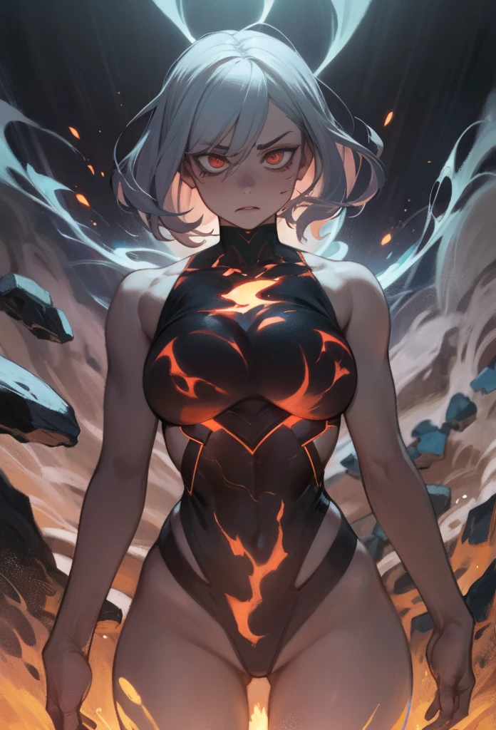 A girl with a body made of lava, featuring a Dracula Orchid pattern. (best quality, ultra-detailed), (realistic), vibrant colors, intense lighting, lava-like texture, hauntingly beautiful composition, surreal atmosphere, contrasting dark shadows, mesmerizing glow, detailed facial features, flowing lava tendrils, fiery eyes, ethereal presence, intricate floral patterns, mysterious aura." lava lady, street fighter style, 1girl, incredibly detailed, hyper realistic, highly detailed, incredibly sharp focus, cinematic lighting, volumetric lighting, dynamic pose, intense expression, rippling magma skin, molten rock body, glowing eyes, fire energy, dramatic smoke effects, neon cyberpunk city background, vibrant colors, cinematic camera angle