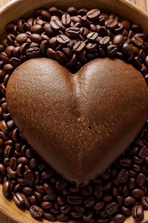 A heart shape Made with coffee beans