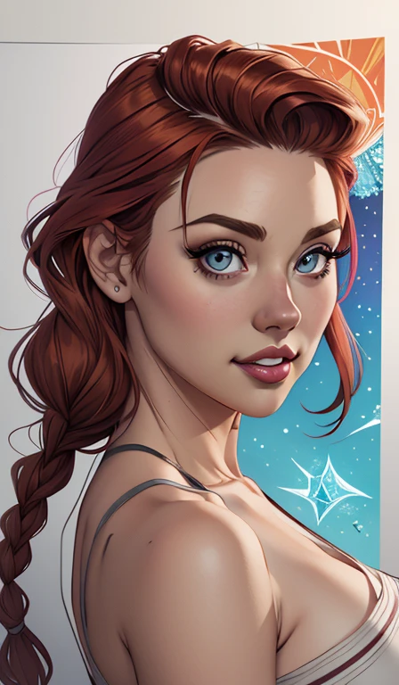 uma mulher com longos cabelos pretos e camisa azul com uma estrela no peito, linda arte digital, beautiful digital illustration, arte digital realista 4k, arte digital realista 4k, linda pintura digital, linda pintura digital, stunning digital illustration, Alena Aenami e Artgerm, belo retrato detalhado, linda pintura de personagem, pintura real de personagens altamente detalhado, arte digital detalhada fofa, Fan art horror character design portrait, beautiful curly black hair digital illustration high quality portrait, arte em quadrinhos, retrato do design do personagem, Naked busty woman with medium breasts cartoon style female character Geena Davis mercenary warrior Female character Queen Anna of Arendelle with battle scars Cartoon image of a woman .Ilustra??o estilo desenho animado, estilo de arte dos desenhos animados, estilo de arte dos desenhos animados, digital illustration style, design de personagens altamente detalhado, arte digital detalhada coragem, Forest fan art, Design de personagens de retrato, beautiful digital illustration, retrato de alta qualidade, Arte em quadrinhos, mulher jovem cabelo com transas lindas . Queen Anna of ArendelleBeautiful lined eyes Medium large bust and wonderful sexy clothes. sunrise bright wish image expression,Star, heart, Spectral rainbow, Fundo, cabelo chique lavanda branco menta, macio, Idiomas mistos_SMS, (Fundo bonito e claro:1.2),, Pintura de fantasia , Olho de renda com alto detalhe, long braids, braid, Universo, Galaxy, cabelo longo, penteado legal, o fluxo, como, como, cabelo super fino, melhor qualidade, alta qualidade, high resolution, Aprimoramento de detalhes, ((a imagem mais linda in the world)), Obra de arte, melhor qualidade, alta qualidadeAprimoramento de detalhes, ((a imagem mais linda ), cabelo brilhante, Estampas de vestidos super chiques, Flores stamp, Mesh pantyhose,, waist-to-head illustration Queen Anne of