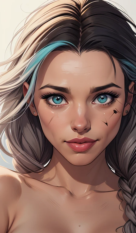 uma mulher com longos cabelos pretos e camisa azul com uma estrela no peito, linda arte digital, beautiful digital illustration, arte digital realista 4k, arte digital realista 4k, linda pintura digital, linda pintura digital, stunning digital illustration, Alena Aenami e Artgerm, belo retrato detalhado, linda pintura de personagem, pintura real de personagens altamente detalhado, arte digital detalhada fofa, Fan art horror character design portrait, beautiful curly black hair digital illustration high quality portrait, arte em quadrinhos, retrato do design do personagem, Naked busty woman with medium breasts cartoon style female character Geena Davis mercenary warrior Female character Queen Anna of Arendelle with battle scars Cartoon image of a woman .Ilustra??o estilo desenho animado, estilo de arte dos desenhos animados, estilo de arte dos desenhos animados, digital illustration style, design de personagens altamente detalhado, arte digital detalhada coragem, Forest fan art, Design de personagens de retrato, beautiful digital illustration, retrato de alta qualidade, Arte em quadrinhos, mulher jovem cabelo com transas lindas . Queen Anna of ArendelleBeautiful lined eyes Medium large bust and wonderful sexy clothes. sunrise bright wish image expression,Star, heart, Spectral rainbow, Fundo, cabelo chique lavanda branco menta, macio, Idiomas mistos_SMS, (Fundo bonito e claro:1.2),, Pintura de fantasia , Olho de renda com alto detalhe, long braids, braid, Universo, Galaxy, cabelo longo, penteado legal, o fluxo, como, como, cabelo super fino, melhor qualidade, alta qualidade, high resolution, Aprimoramento de detalhes, ((a imagem mais linda in the world)), Obra de arte, melhor qualidade, alta qualidadeAprimoramento de detalhes, ((a imagem mais linda ), cabelo brilhante, Estampas de vestidos super chiques, Flores stamp, Mesh pantyhose,, waist-to-head illustration Queen Anne of