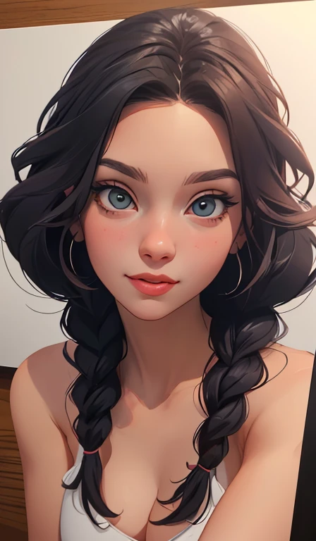 uma mulher com longos cabelos pretos e camisa azul com uma estrela no peito, linda arte digital, beautiful digital illustration, arte digital realista 4k, arte digital realista 4k, linda pintura digital, linda pintura digital, stunning digital illustration, Alena Aenami e Artgerm, belo retrato detalhado, linda pintura de personagem, pintura real de personagens altamente detalhado, arte digital detalhada fofa, Fan art horror character design portrait, beautiful curly black hair digital illustration high quality portrait, arte em quadrinhos, retrato do design do personagem, Naked busty woman with medium breasts cartoon style female character Geena Davis mercenary warrior Female character Queen Anna of Arendelle with battle scars Cartoon image of a woman .Ilustra??o estilo desenho animado, estilo de arte dos desenhos animados, estilo de arte dos desenhos animados, digital illustration style, design de personagens altamente detalhado, arte digital detalhada coragem, Forest fan art, Design de personagens de retrato, beautiful digital illustration, retrato de alta qualidade, Arte em quadrinhos, mulher jovem cabelo com transas lindas . Queen Anna of ArendelleBeautiful lined eyes Medium large bust and wonderful sexy clothes. sunrise bright wish image expression,Star, heart, Spectral rainbow, Fundo, cabelo chique lavanda branco menta, macio, Idiomas mistos_SMS, (Fundo bonito e claro:1.2),, Pintura de fantasia , Olho de renda com alto detalhe, long braids, braid, Universo, Galaxy, cabelo longo, penteado legal, o fluxo, como, como, cabelo super fino, melhor qualidade, alta qualidade, high resolution, Aprimoramento de detalhes, ((a imagem mais linda in the world)), Obra de arte, melhor qualidade, alta qualidadeAprimoramento de detalhes, ((a imagem mais linda ), cabelo brilhante, Estampas de vestidos super chiques, Flores stamp, Mesh pantyhose,, waist-to-head illustration Queen Anne of