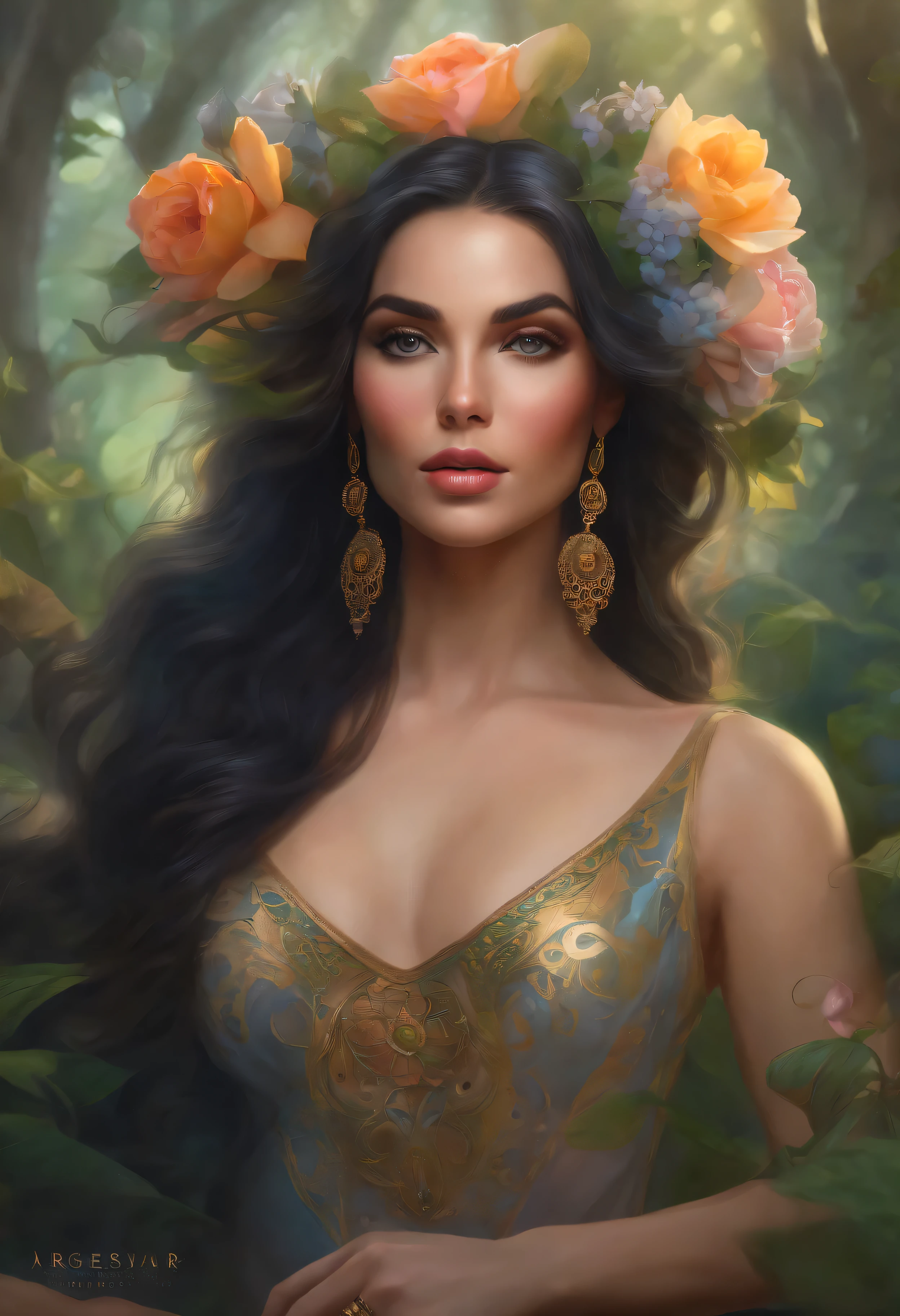 lisa frank arte cor, corpo completo, corpo todo, seios grandes, big buttocks, mulheres, cabelos longos multicoloridos, aurora multicolorida, tom bagshaw artistic face, emile vernon estilo, fullbody dynamic movement pose, Mulher bonita com cabelo comprido, Golden jewels, oil painting, fantasia, intricado, intricado stunning altamente detalhado girl by digite germe and edouard bisson, lindo elegante, fantasia, flores, floresta, altamente detalhado, digital airbrush, Fotorrealista, octane rendering, cabelo preto, black lips, Gothic, Rapunzel cabelo longo, longos cabelos dourados, longos cabelos dourados, pelo largo, pintura digital, pele macia olhos arregalados aquarela, estilo, Outline, pintura em aquarela, artista de aquarela, retrato de uma , Desenho animado vintage, ghibli, digite germe, uau, alphonse mucha dynamic lighting hyperdetailed intricadoly detailed splash art trending on artstation triadic colors unreal engine 5 volumetric lighting, Roupas transparentes, leve sorriso,, Pernas abertas, view of pubic hair, 1 sexy girl in transparent floresta clothes,seios expostos, camiseta transparente aberta,tatuagens de mandala e flores, A melhor qualidade,