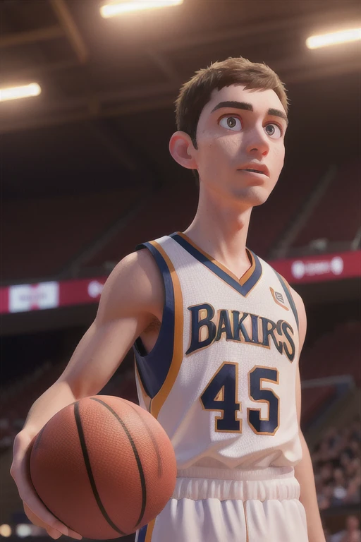 A man wearing a basketball uniform, detailed facial features, beautiful eyes, long eyelashes, realistic, photorealistic, 4k, high resolution, masterpiece, ultra-detailed, studio lighting, vivid colors, dramatic lighting, cinematic composition