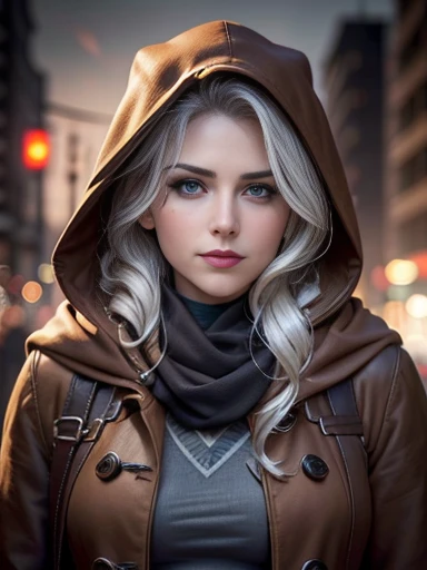 Emily Bett Rickardasterpiece:1.0)、(highest quality:1.2)、(Dark Shot:1.3)、Classic Rogue、1991 Rogue X-Men、1 girl、Only one person、Head to Toe、standing on street corner、Elegant pose、(clothing: Brown winter coat、Brown hood、Down lining、White scarf、gloves、jeans) Medium Hair、Brown Hair、Wavy Hair、1 grey hair、Green Eyeischievous look、Grin、Spread your lips、Red lipstick、Heavy makeup、Confident expression、Backlight、(realism: 1.5)、(realism: 1.4)、(Messy: 1.4)、8k、Very detailed、Detailed beautiful woman、(background: midnight、It's snowing、Downtown New York、Snowy Night)、Official Art、Very detailedな CG Unity 8k 壁紙、Perfect lighting、colorful、超High resolution、photograph、8k、High resolution、Kodak Portrait 400、Film Grain、ぼやけたbackground、(Bokeh:1.2)、(Bright colors:1.2)、Film Grain:1.2、(warm color、warm colorトーン:1.2)、(カラーphotograph)、プロのphotograph