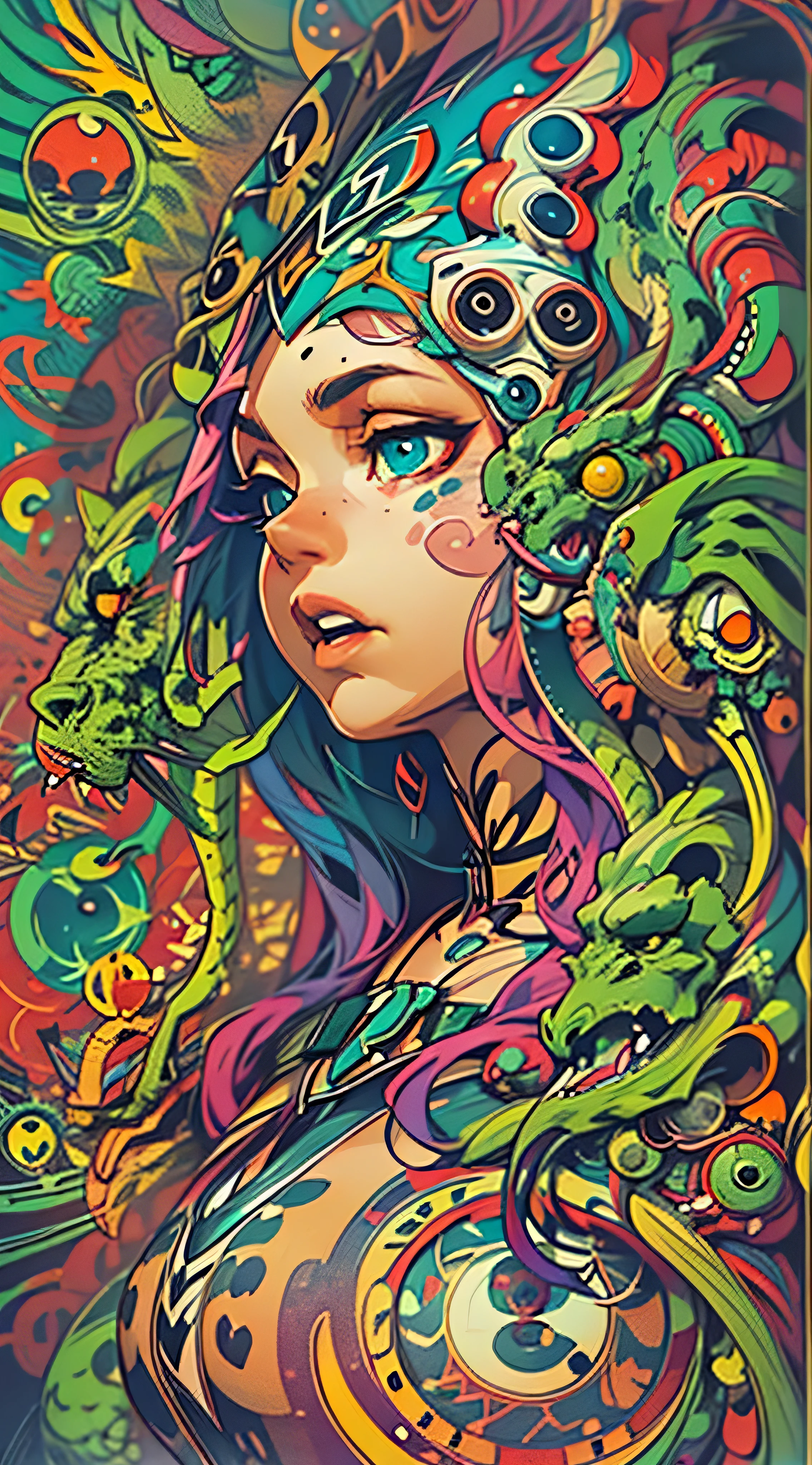 Biopunk psychedelic sex, erotic surrealism, nsfw, lsd trip, trippy sex, acid trip, colorful, (multiple women, busty women:1.3),