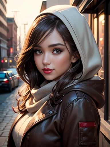 Jessica Alba、(masterpiece:1.0)、(highest quality:1.2)、(Dark Shot:1.3)、Classic Rogue、1991 Rogue X-Men、1 girl、Only one person、Head to Toe、standing on street corner、Elegant pose、(clothing: Brown winter coat、Brown hood、Down lining、White scarf、gloves、jeans) Medium Hair、Brown Hair、Wavy Hair、1 grey hair、Green Eyeischievous look、Grin、Spread your lips、Red lipstick、Heavy makeup、Confident expression、Backlight、(realism: 1.5)、(realism: 1.4)、(Messy: 1.4)、8k、Very detailed、Detailed beautiful woman、(background: midnight、It's snowing、Downtown New York、Snowy Night)、Official Art、Very detailedな CG Unity 8k 壁紙、Perfect lighting、colorful、超High resolution、photograph、8k、High resolution、Kodak Portrait 400、Film Grain、ぼやけたbackground、(Bokeh:1.2)、(Bright colors:1.2)、Film Grain:1.2、(warm color、warm colorトーン:1.2)、(カラーphotograph)、プロのphotograph