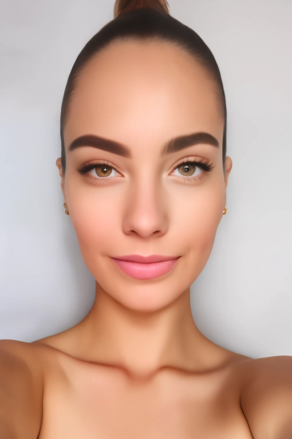 selfie instagram , une femme magnifique de 23 ans , sourire dents , perfectly symmetrical detailed face and eyes, natural lighting , At home , cheveux longs, aux seins nus , Grains de films, faible contraste, visage naturel , freckles , Cheveux noirs , yeux bleus, cernes sous les yeux