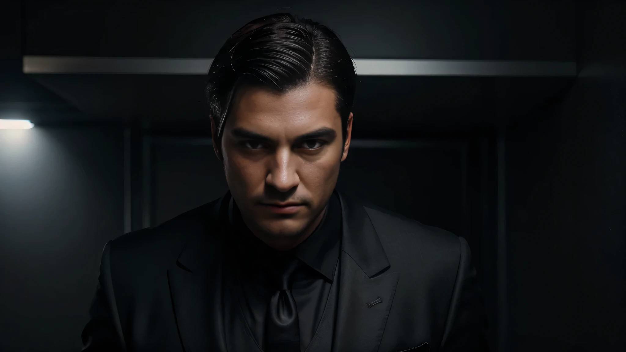 a millionaire man wearing a black suit, ultra realistic image, high level of detail, 8k, hyper realism, vivid and intense colors