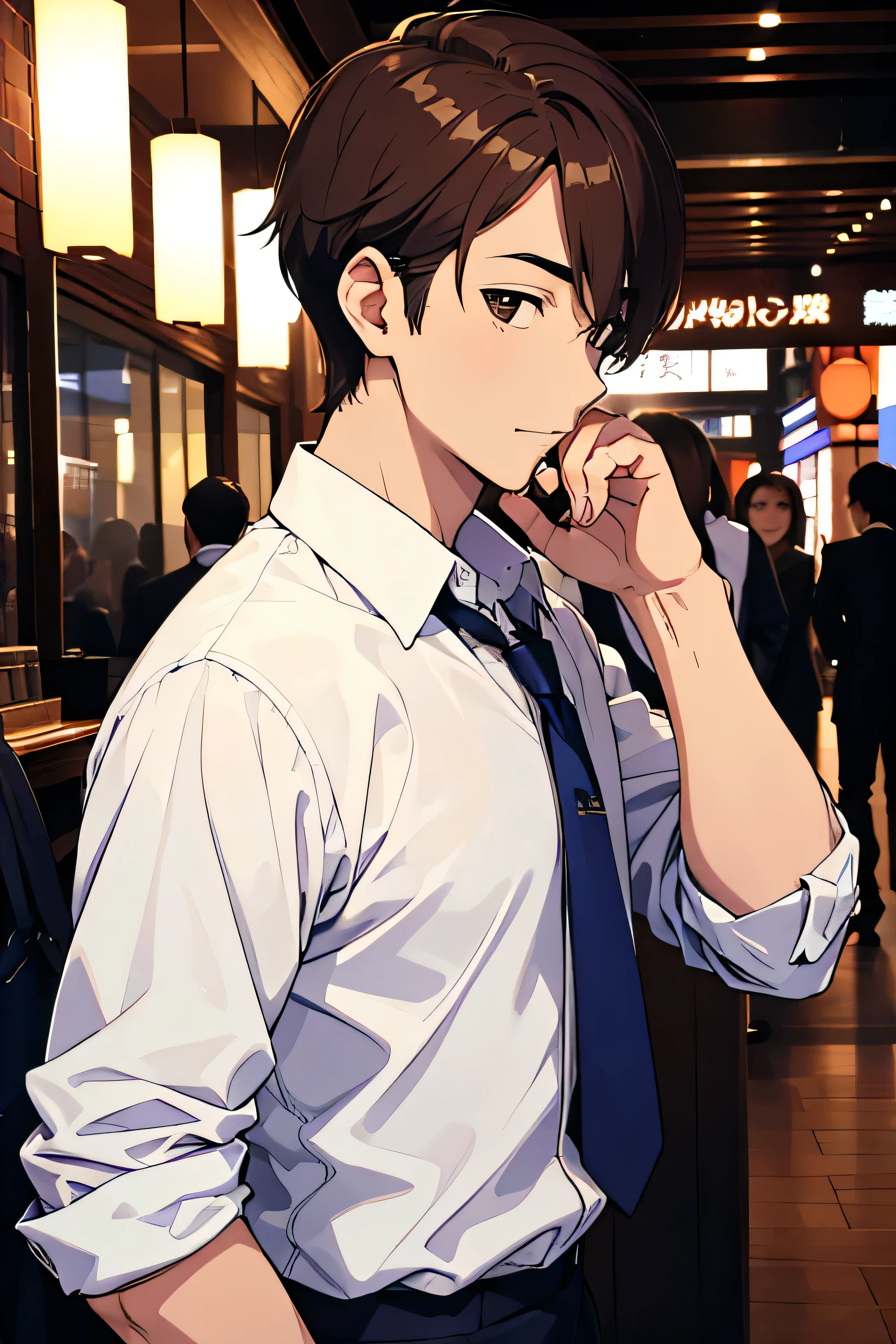 Japanese 30 years old men Brown Hair Salaryman Y-shirt Roppongi Hills
