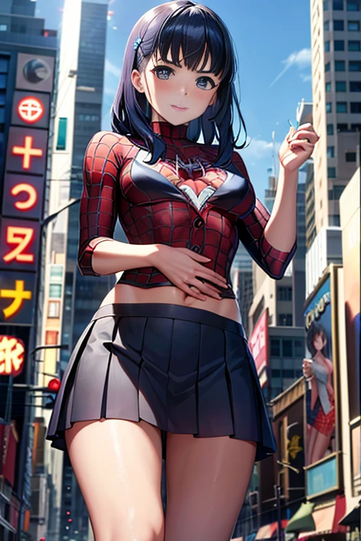 Miranda Kerr、マーベルコミックの映画Poster、so beautiful、Movies about Spider-Man、sexy、whole body、Wearing a skirt、Premiere Date、Poster、belly buttonを突き出す、new york、She's wearing a ripped Spiderman suit、The suit is torn、Wearing a skirt、Red and black color scheme、dynamic、masterpiece、highest quality、Super detailed、Very detailed、Delicate and beautiful shine、Ultra-high resolution、Cinematic、break、breakドロップ、(Torn clothes:1.5)、(Wet clothes:1.4)、Bare shoulders、Real Rain、Wet Hair、belly button、Exposed Skin、sexyな肩を披露