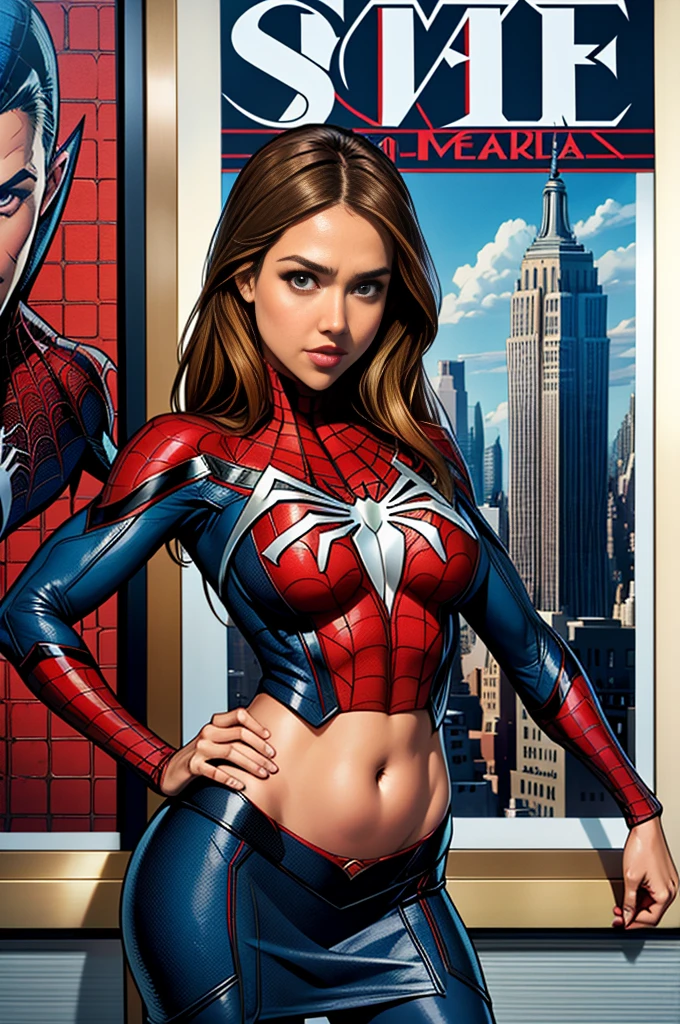 Jessica Alba、マーベルコミックの映画Poster、so beautiful、Movies about Spider-Man、sexy、whole body、Wearing a skirt、Premiere Date、Poster、belly buttonを突き出す、new york、She's wearing a ripped Spiderman suit、The suit is torn、Wearing a skirt、Red and black color scheme、dynamic、masterpiece、highest quality、Super detailed、Very detailed、Delicate and beautiful shine、Ultra-high resolution、Cinematic、break、breakドロップ、(Torn clothes:1.5)、(Wet clothes:1.4)、Bare shoulders、Real Rain、Wet Hair、belly button、Exposed Skin、sexyな肩を披露