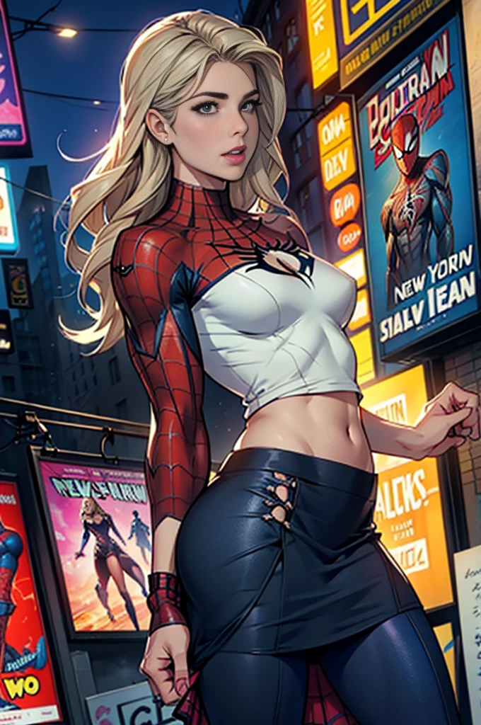 Emily Bett Rickards、マーベルコミックの映画Poster、so beautiful、Movies about Spider-Man、sexy、whole body、Wearing a skirt、Premiere Date、Poster、belly buttonを突き出す、new york、She's wearing a ripped Spiderman suit、The suit is torn、Wearing a skirt、Red and black color scheme、dynamic、masterpiece、highest quality、Super detailed、Very detailed、Delicate and beautiful shine、Ultra-high resolution、Cinematic、break、breakドロップ、(Torn clothes:1.5)、(Wet clothes:1.4)、Bare shoulders、Real Rain、Wet Hair、belly button、Exposed Skin、sexyな肩を披露