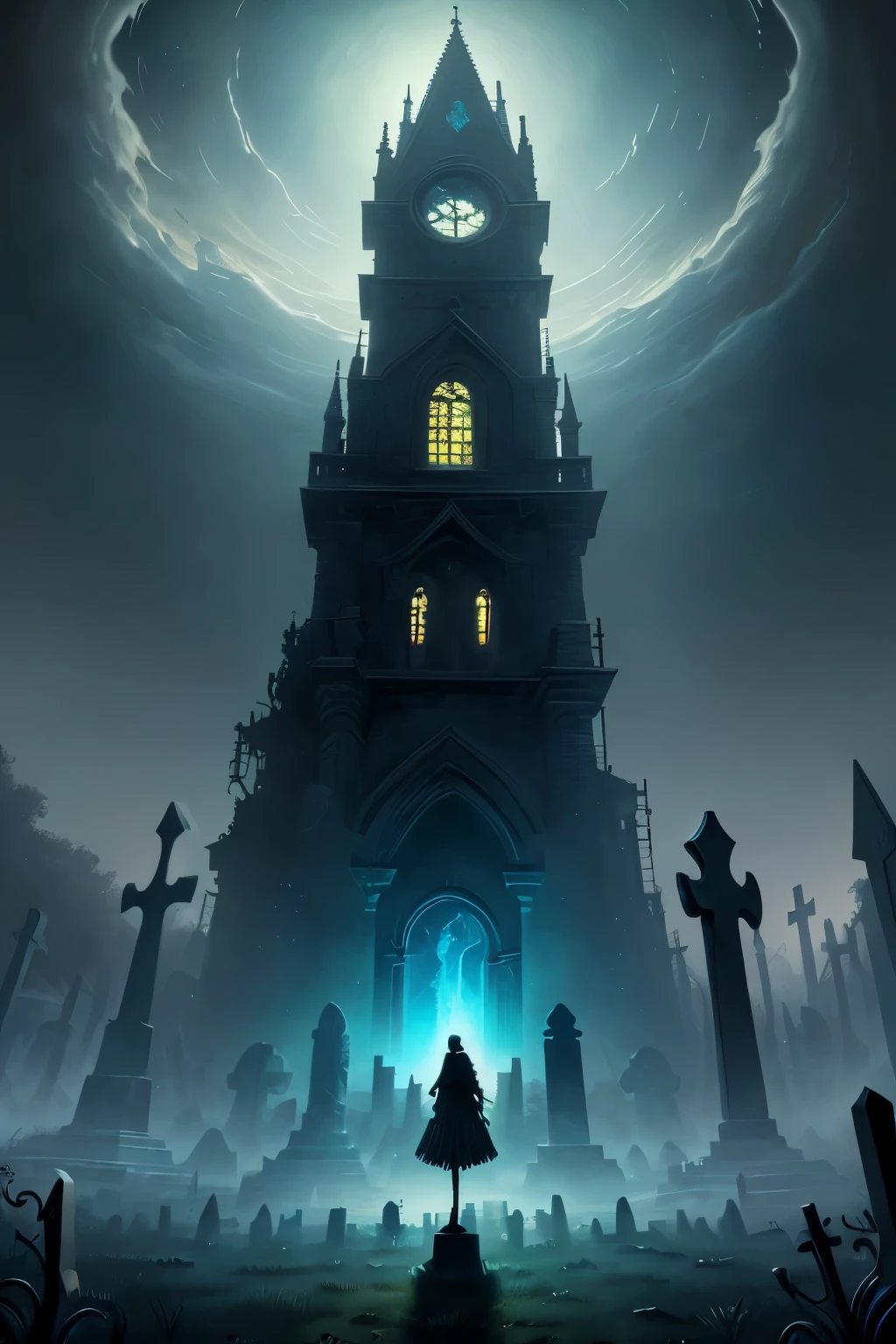 ((Best quality)), ((masterpiece)), ((realistic cartoon)), ((perfect character)): the night,graveyard landscape, graveyard background, graveyard, Cemetery,This artwork is presented in stunning UHD resolution, allowing you to appreciate every nuance and intricacy in breathtaking detail. View from below,fisheye,Eye level, scenic, masterpiece,mtg art,magic the gathering art.