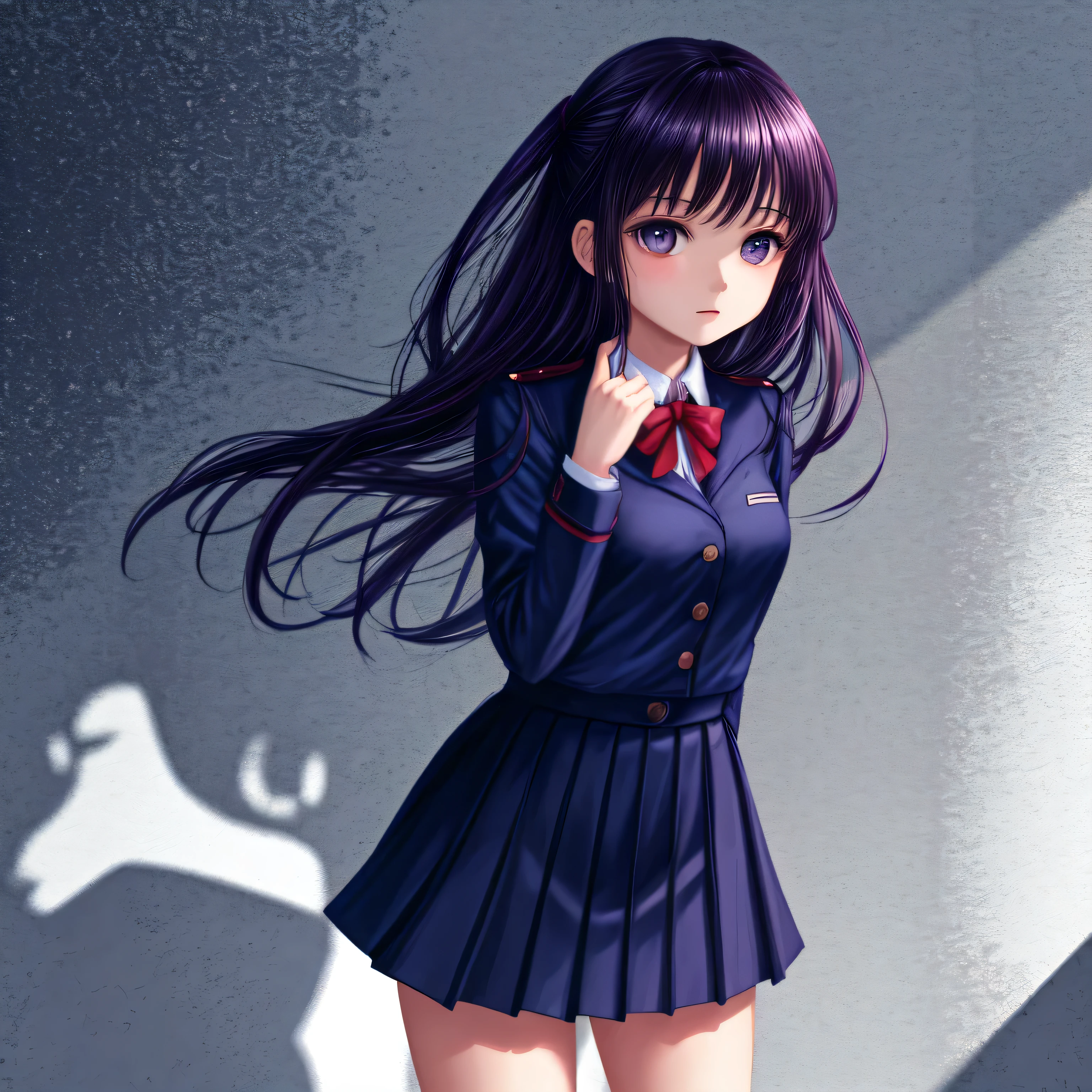 A girl,she wearing uniform