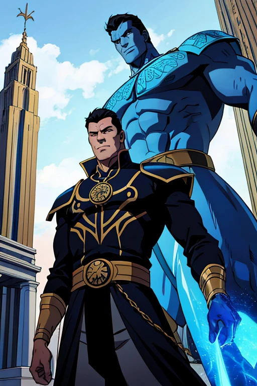 Appearance: Magnus is a tall man, com 1,90 m tall and an athletic build. Your eyes are deep blue, que parece brilhar quando ele usa seus poderes. his hair is black and short, with a few gray streaks at the temples. Ele costuma usar roupas funcionais, often with metallic elements, que ele pode manipular com seus poderes.
