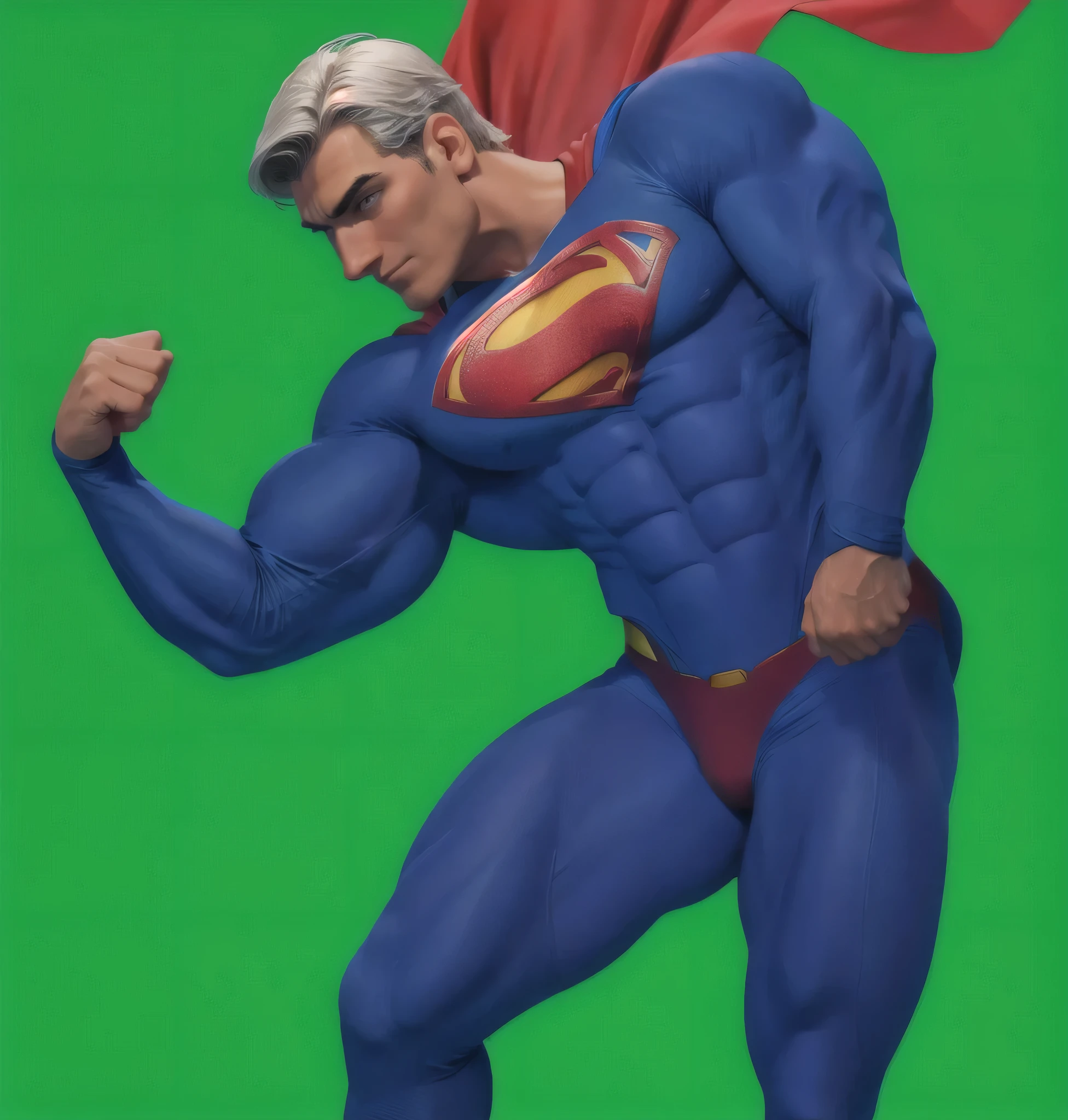 masterpiece, best quality, high quality, 1boy, solo, male focus, shirtless, blonde hair, tan skin, showing his penis, the other hand behind head, big dick, long dick, plain background, smirk, open mouth, waist.